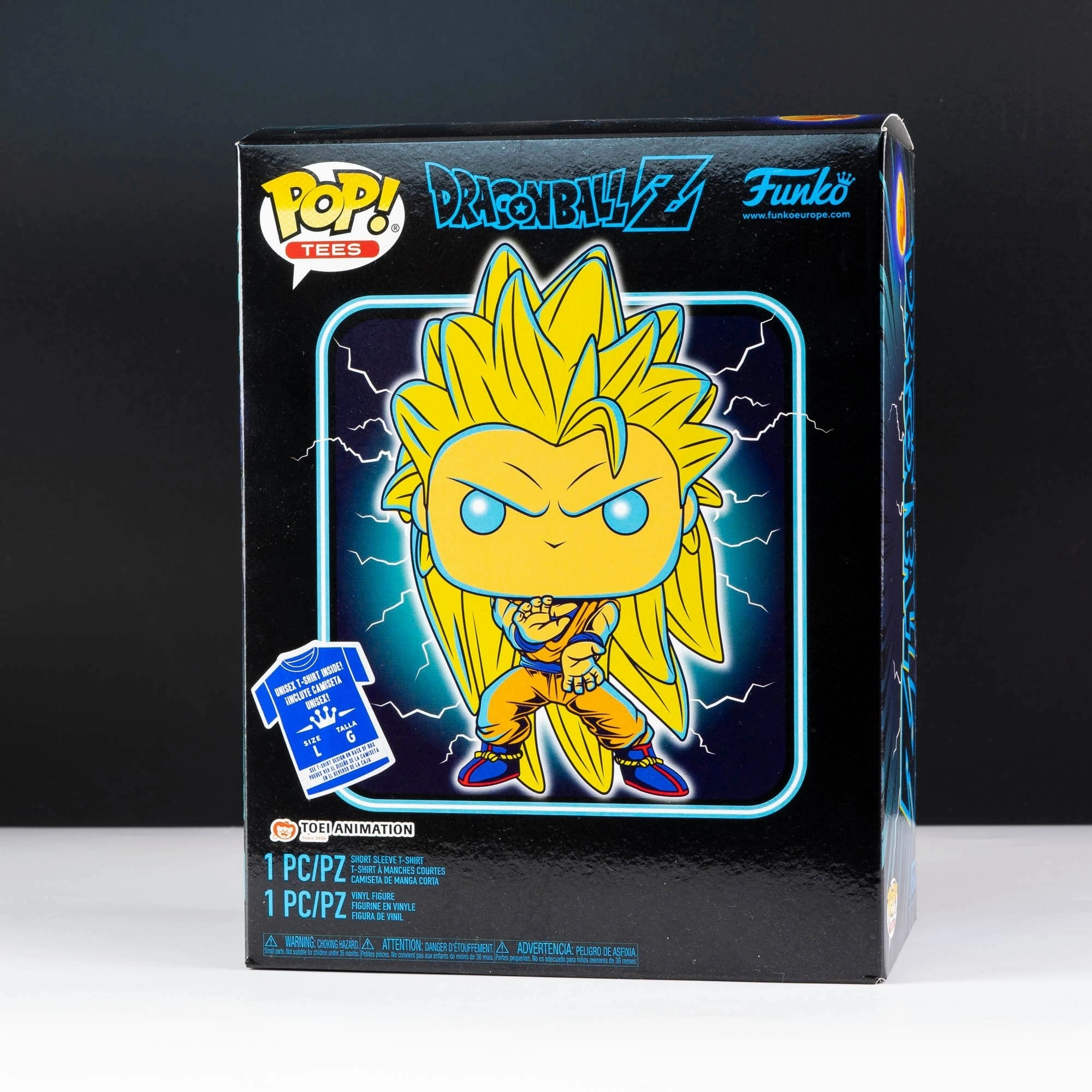 DBZ Goku SS3 (Glow in the Dark) Pop! Vinyl and Tee Set