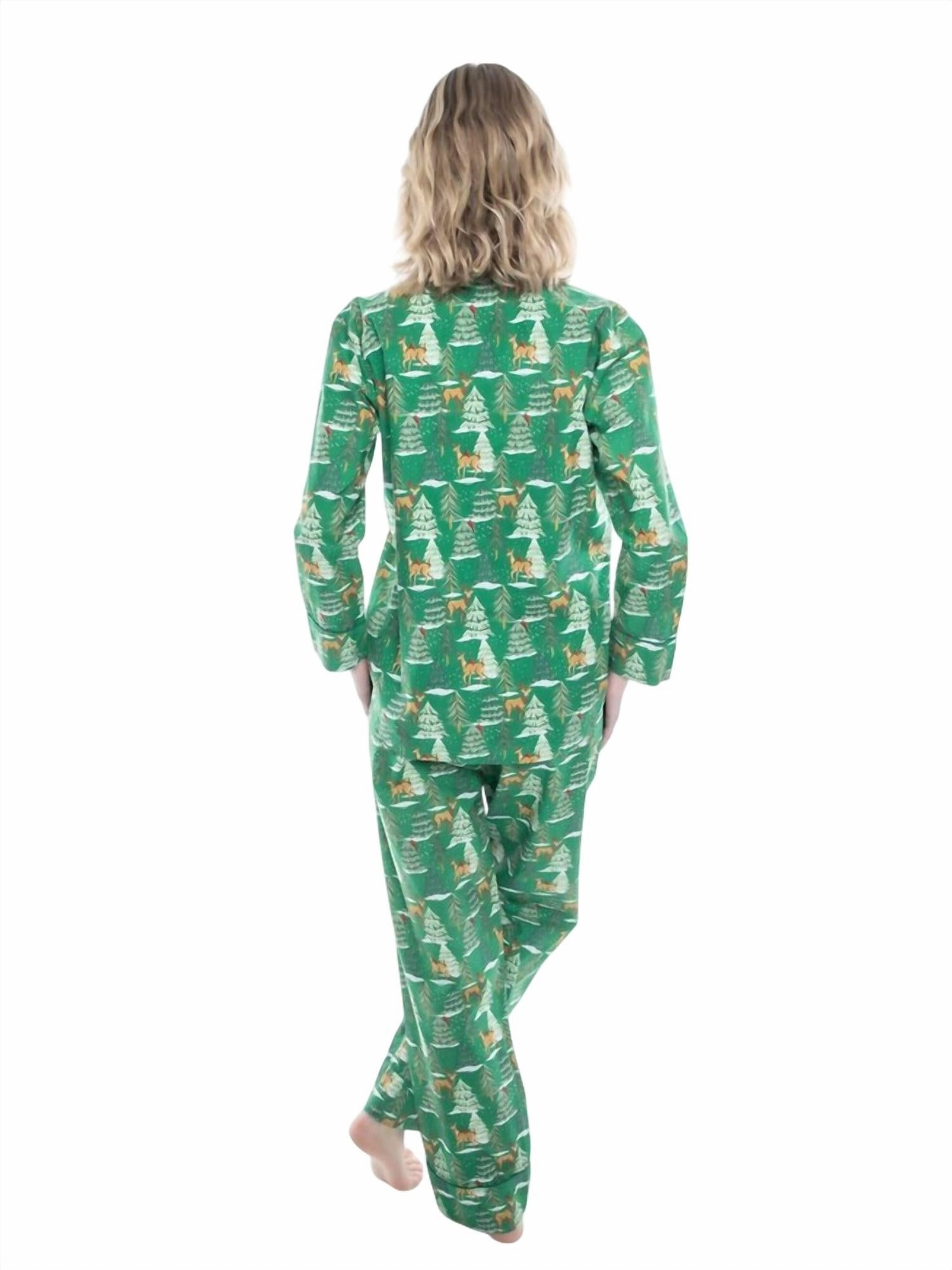 Deer Jamas Long Sleeve Set Pajama In Green