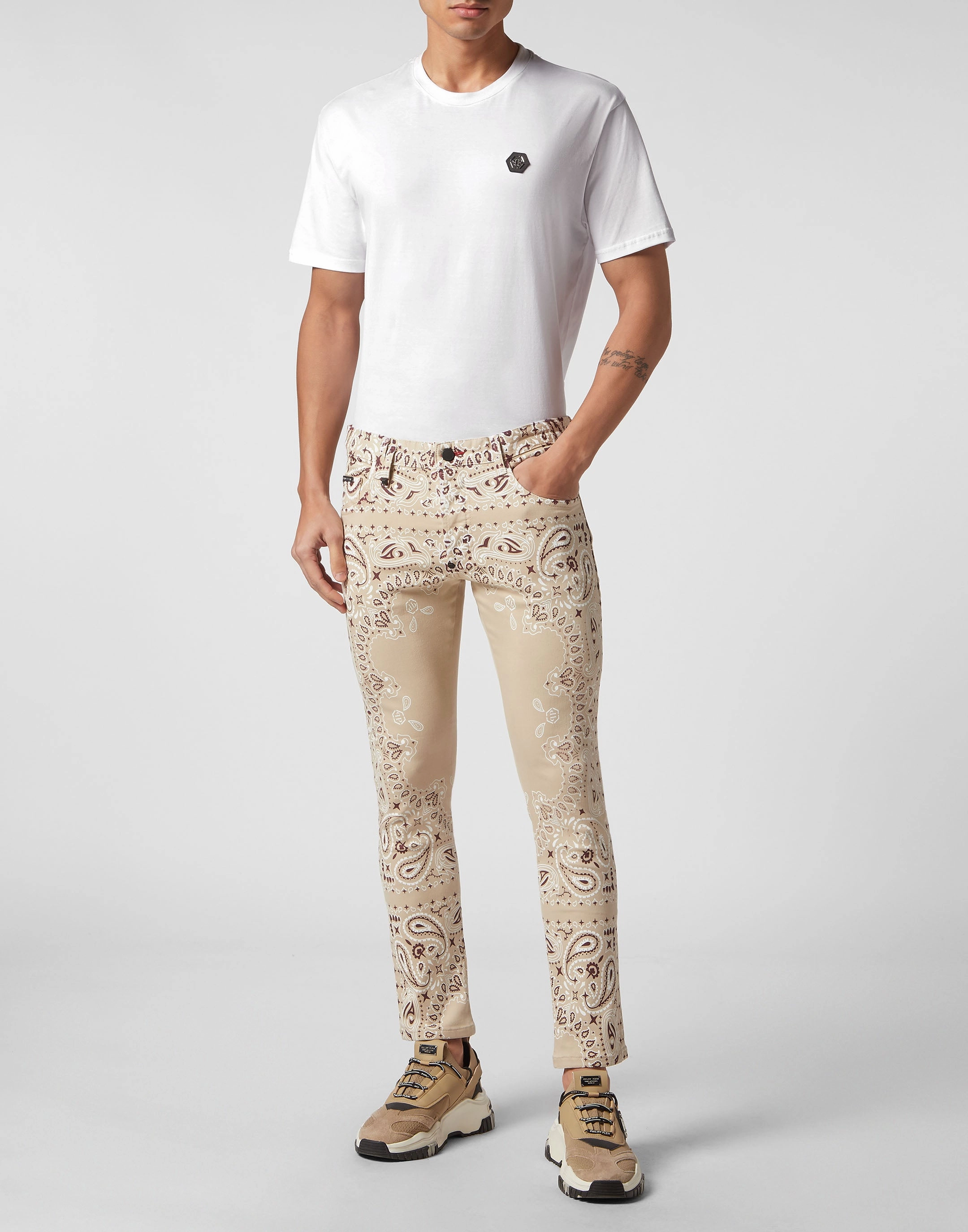 Denim Trousers Skinny Fit Paisley Bandana
