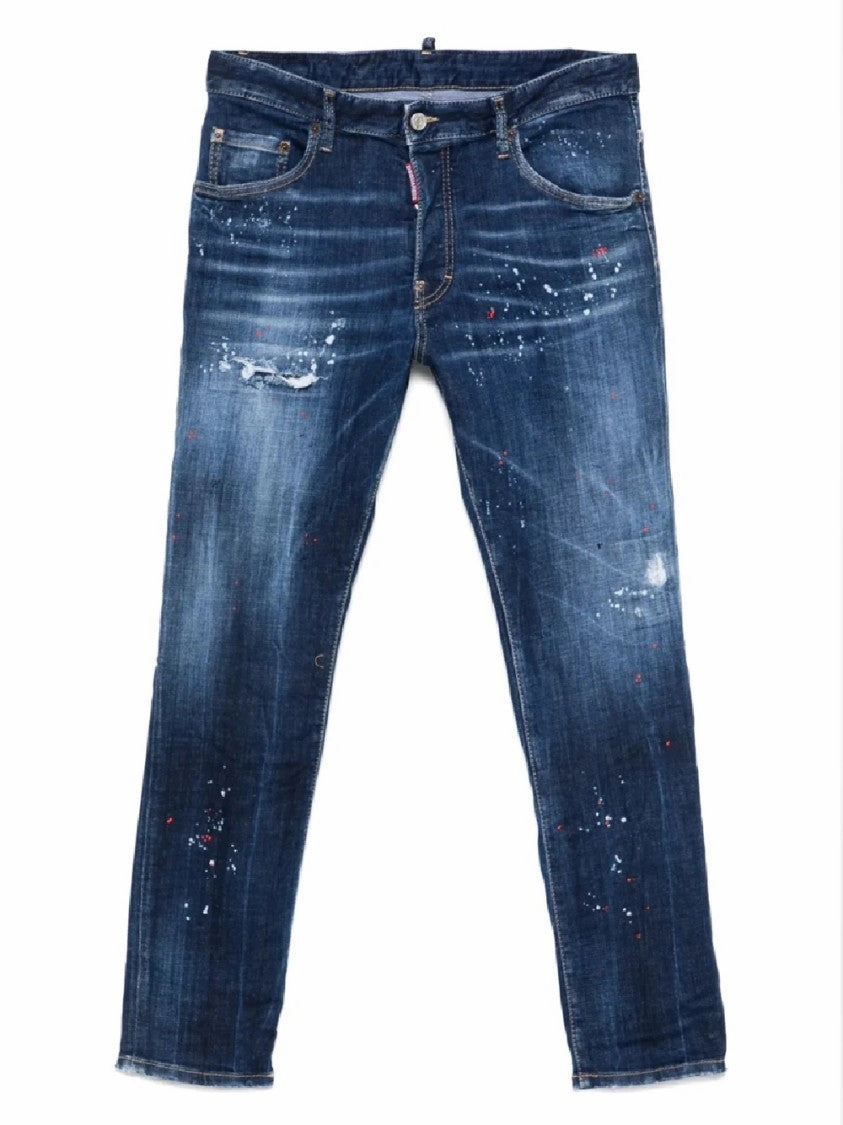 Distressed Deep Blue Jeans