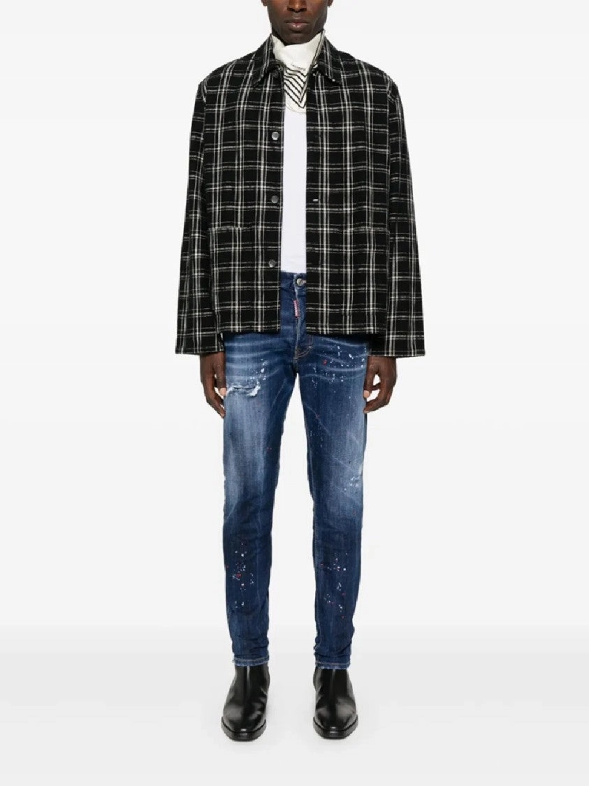 Distressed Deep Blue Jeans