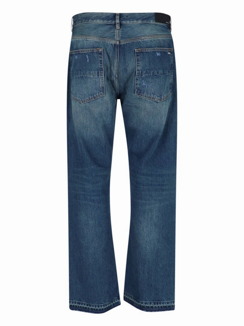 Distressed Straight Jeans  Blue
