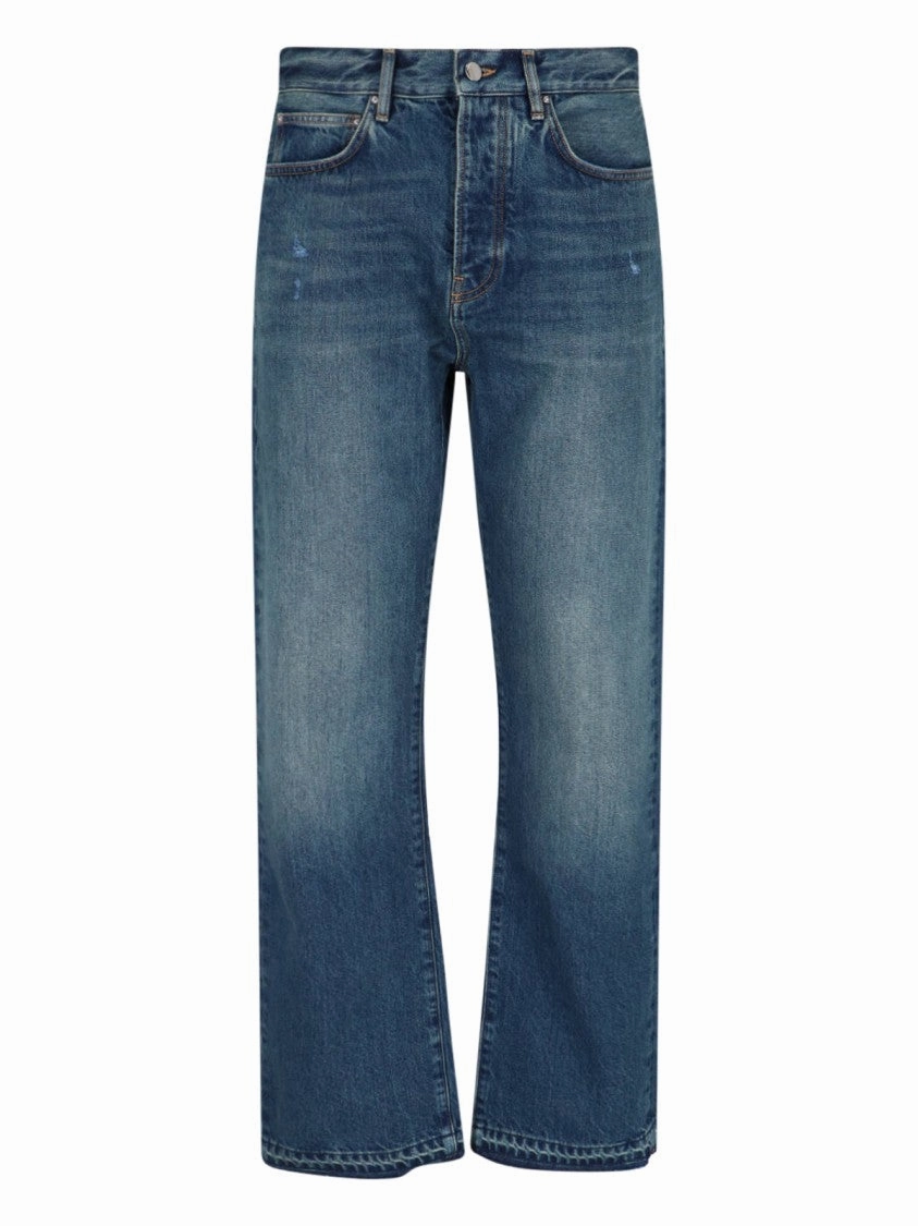 Distressed Straight Jeans  Blue