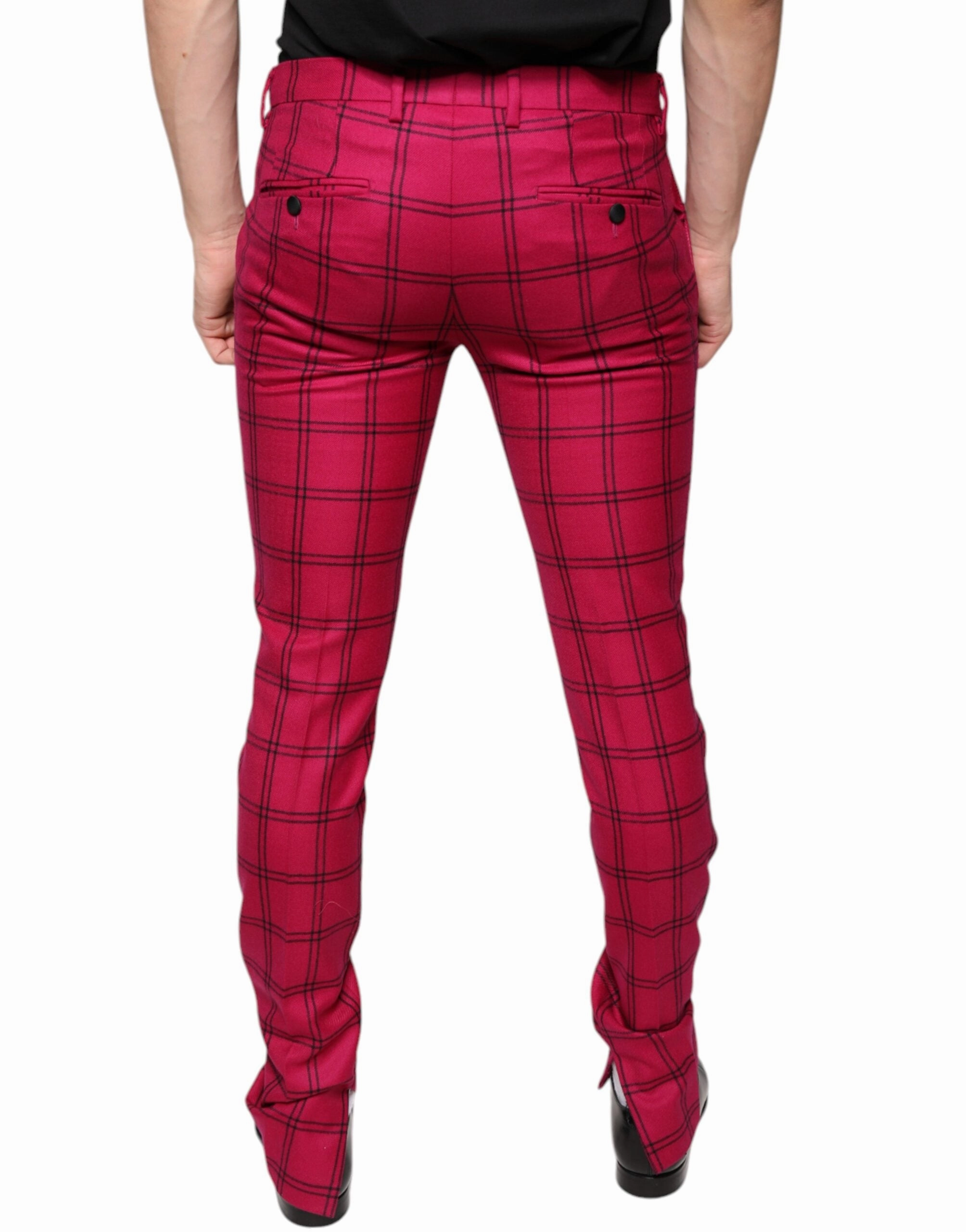 Dolce & Gabbana Checke Wool Skinny Men's Pants