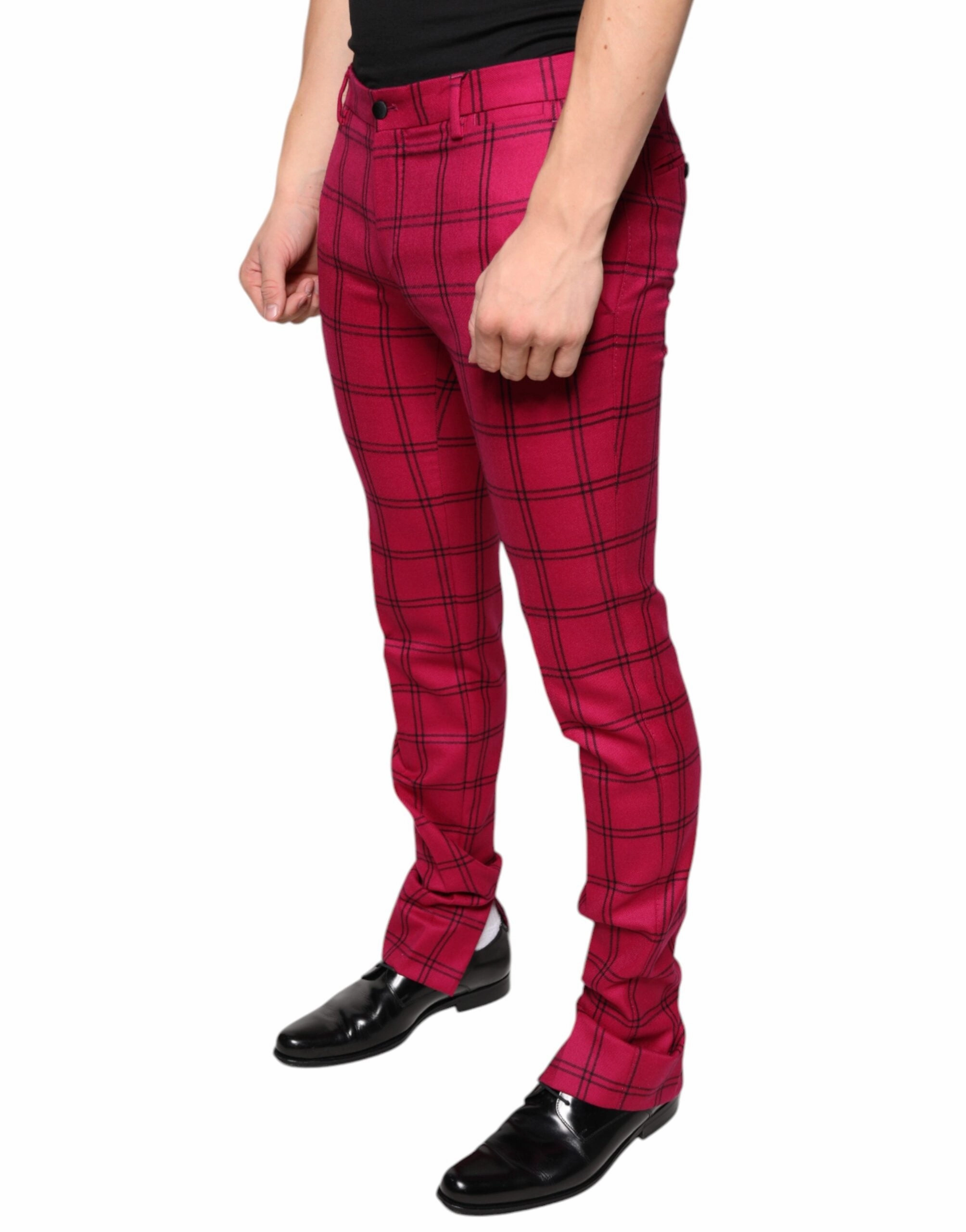 Dolce & Gabbana Checke Wool Skinny Men's Pants