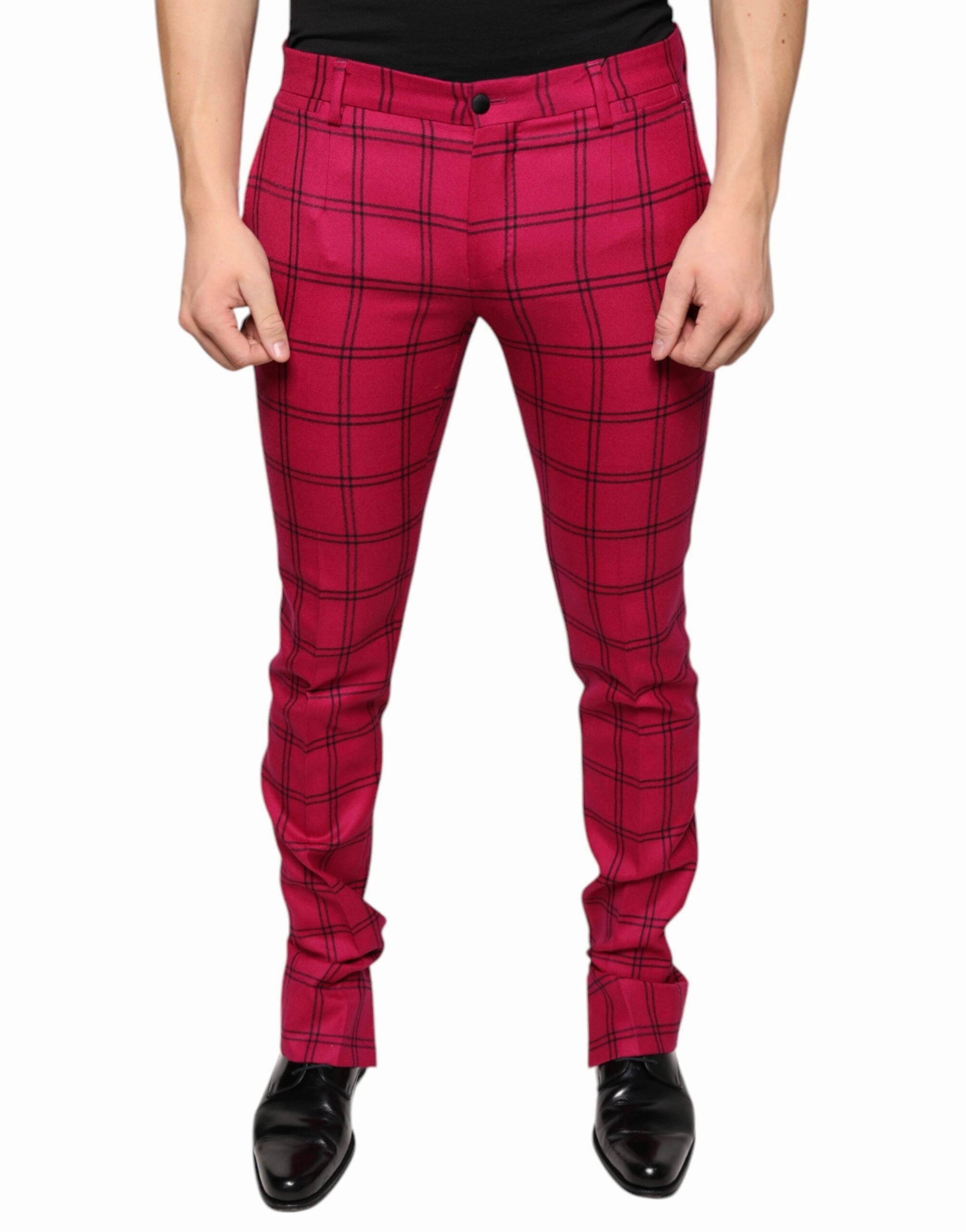 Dolce & Gabbana Checke Wool Skinny Men's Pants