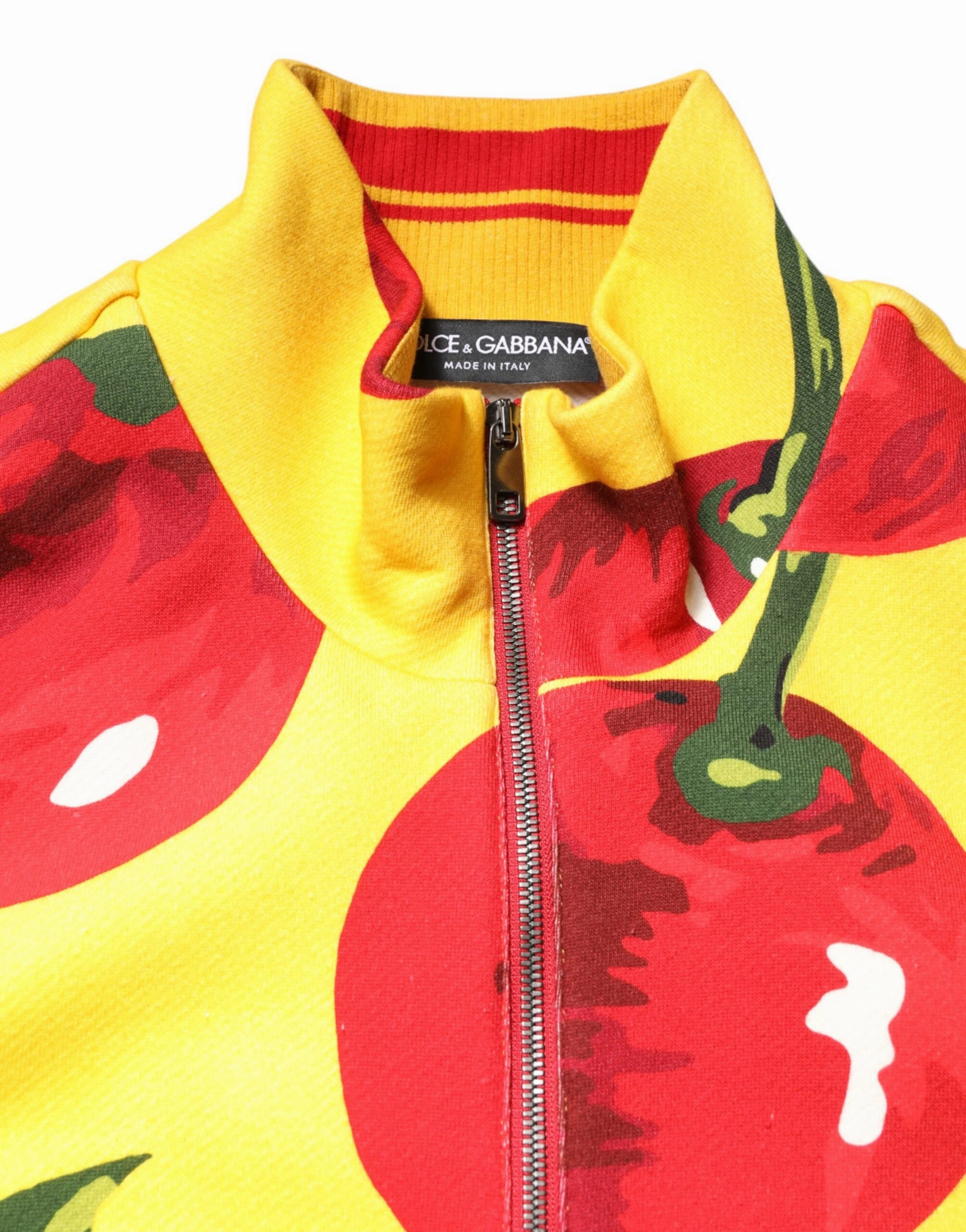 Dolce & Gabbana Cherry Print Full Zip Bomber Men's Sweater (Pre-Owned)