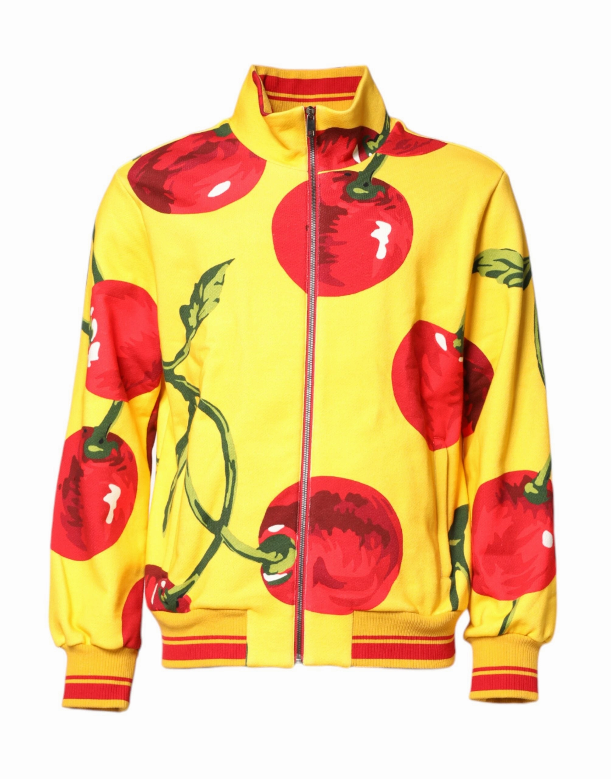 Dolce & Gabbana Cherry Print Full Zip Bomber Men's Sweater (Pre-Owned)