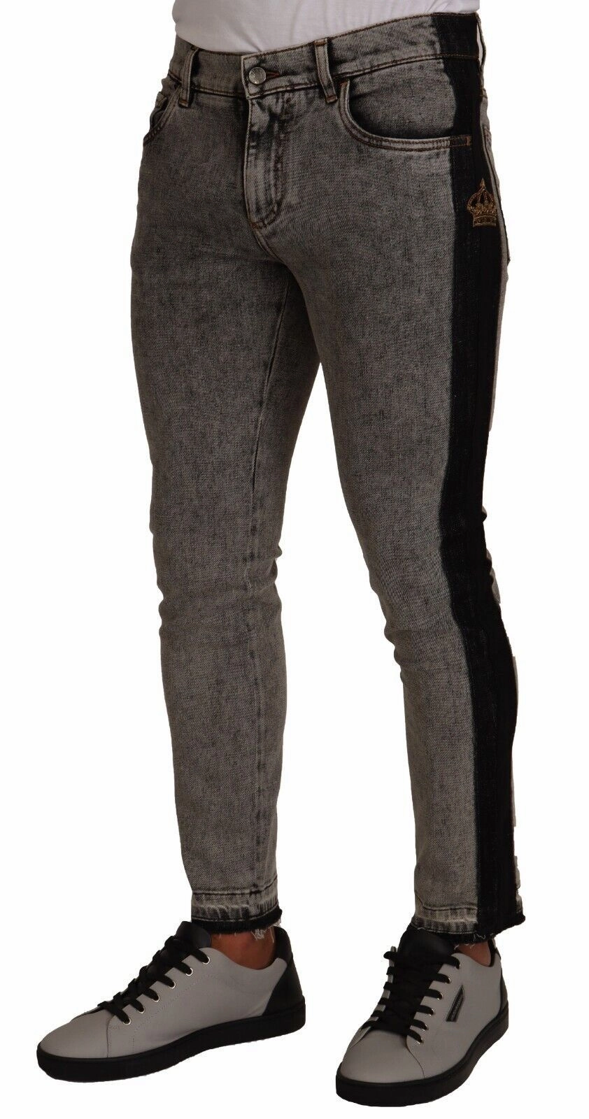 Dolce & Gabbana Chic Embellished Crown Skinny Men's Jeans