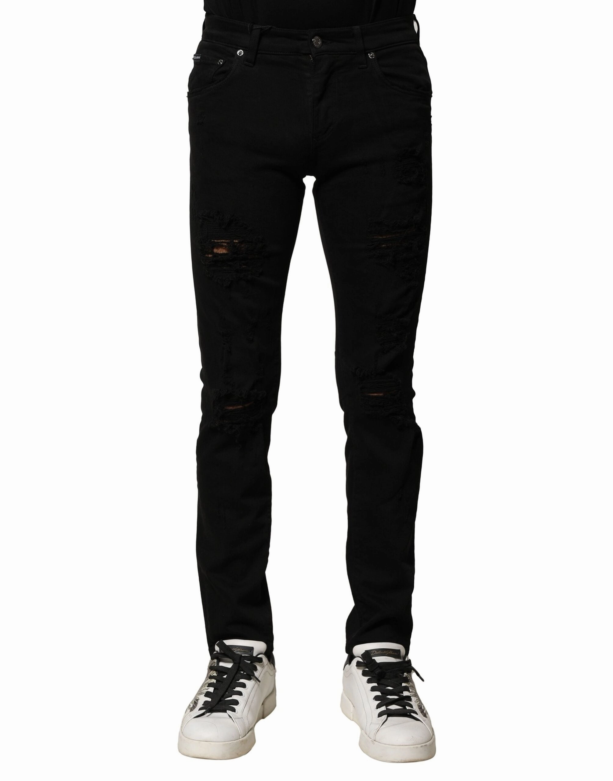Dolce & Gabbana Cotton Logo Plaque Slim blue Men's Jeans