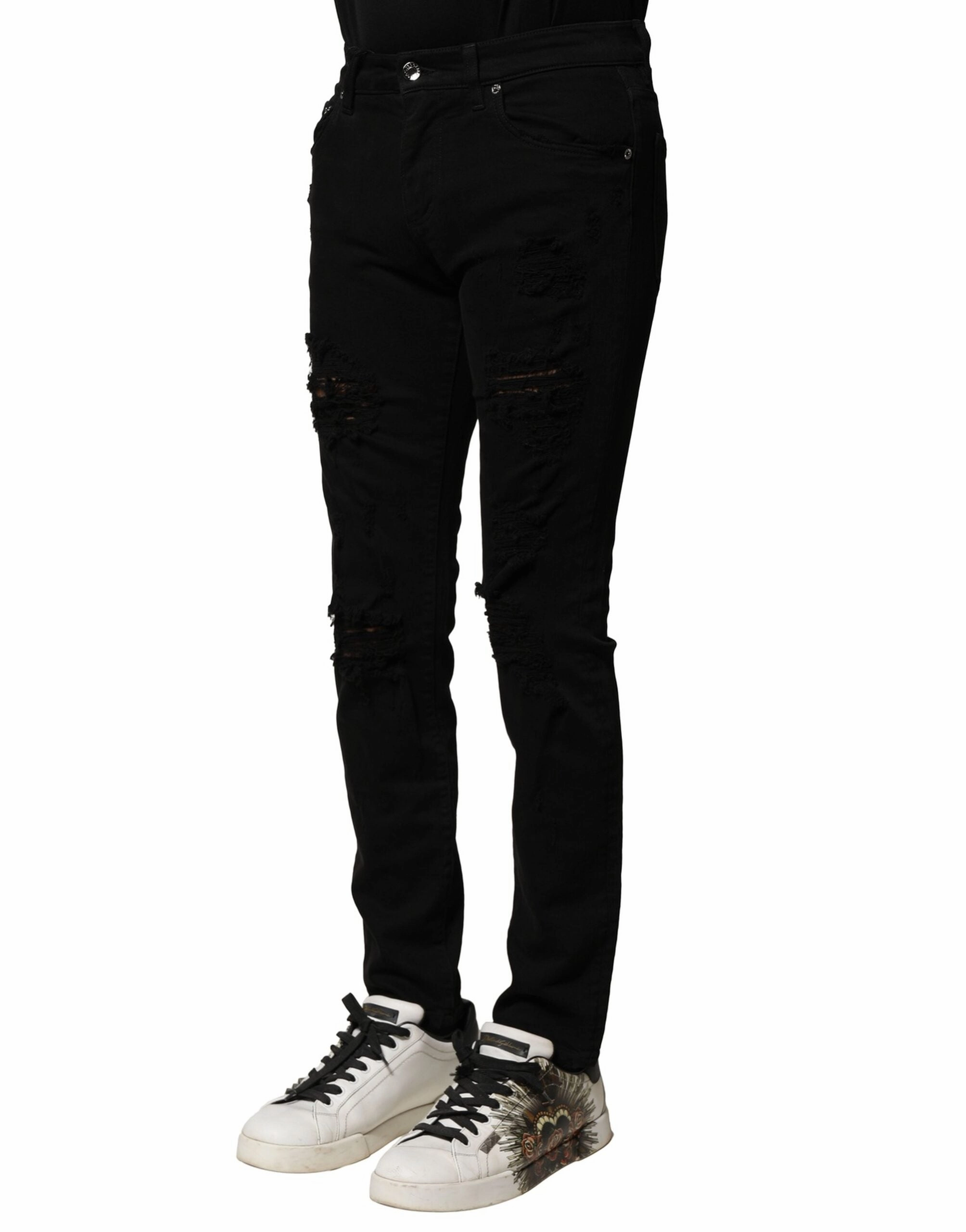 Dolce & Gabbana Cotton Logo Plaque Slim blue Men's Jeans