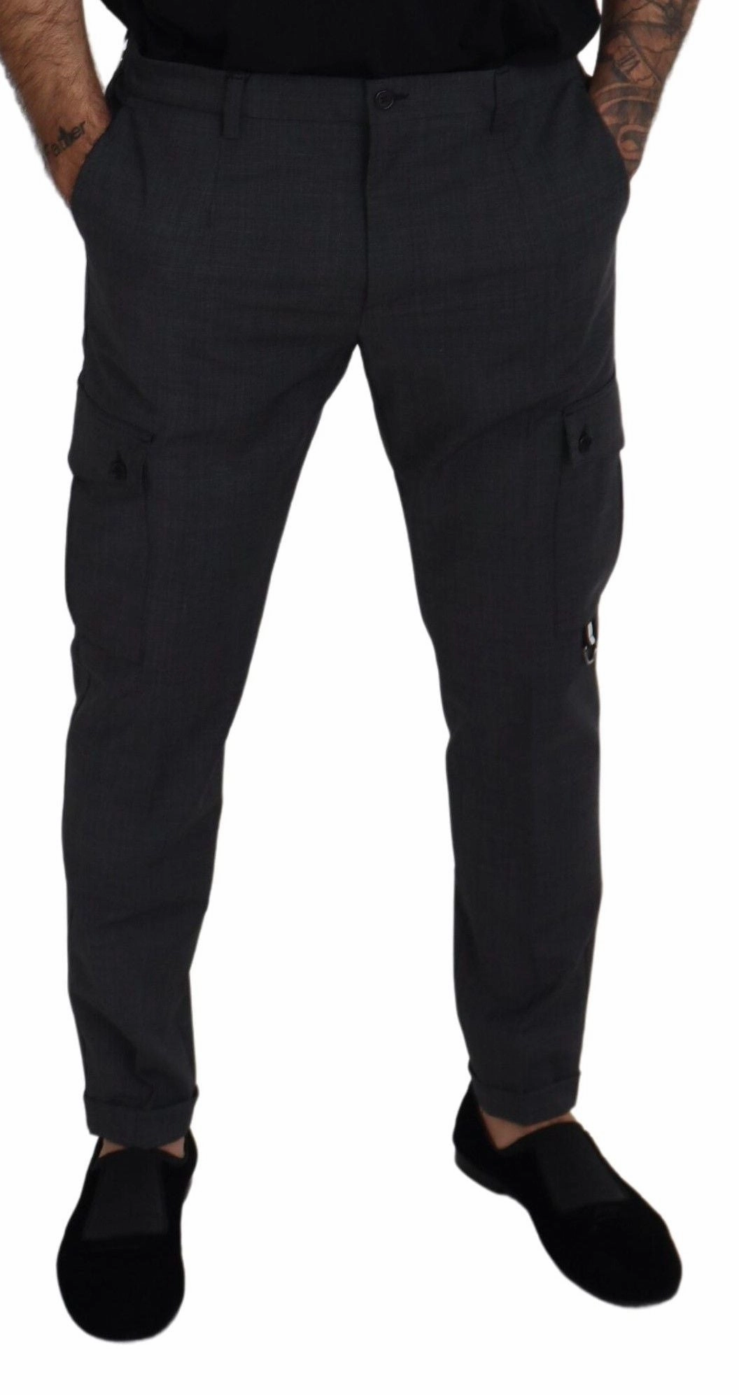 Dolce & Gabbana Elegant Checke Slim Fit Cargo Men's Pants