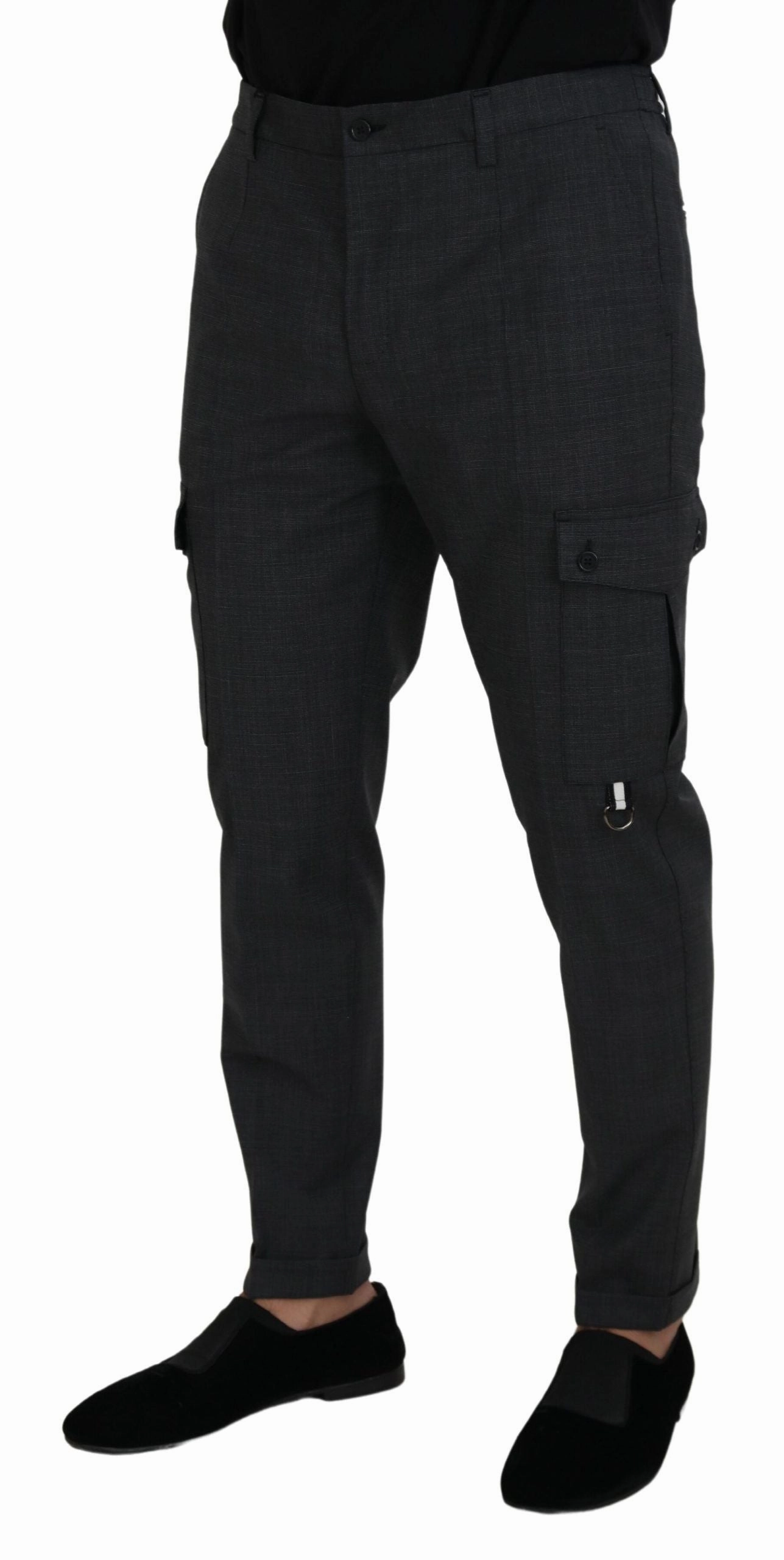 Dolce & Gabbana Elegant Checke Slim Fit Cargo Men's Pants