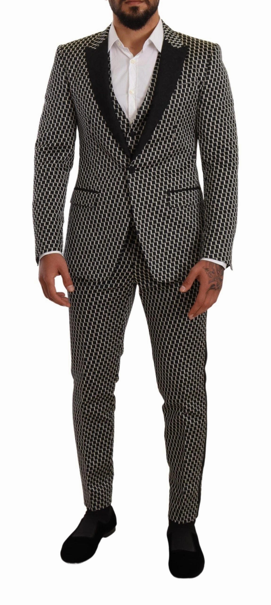 Dolce & Gabbana Elegant Martini Check Three-Piece Men's Suit