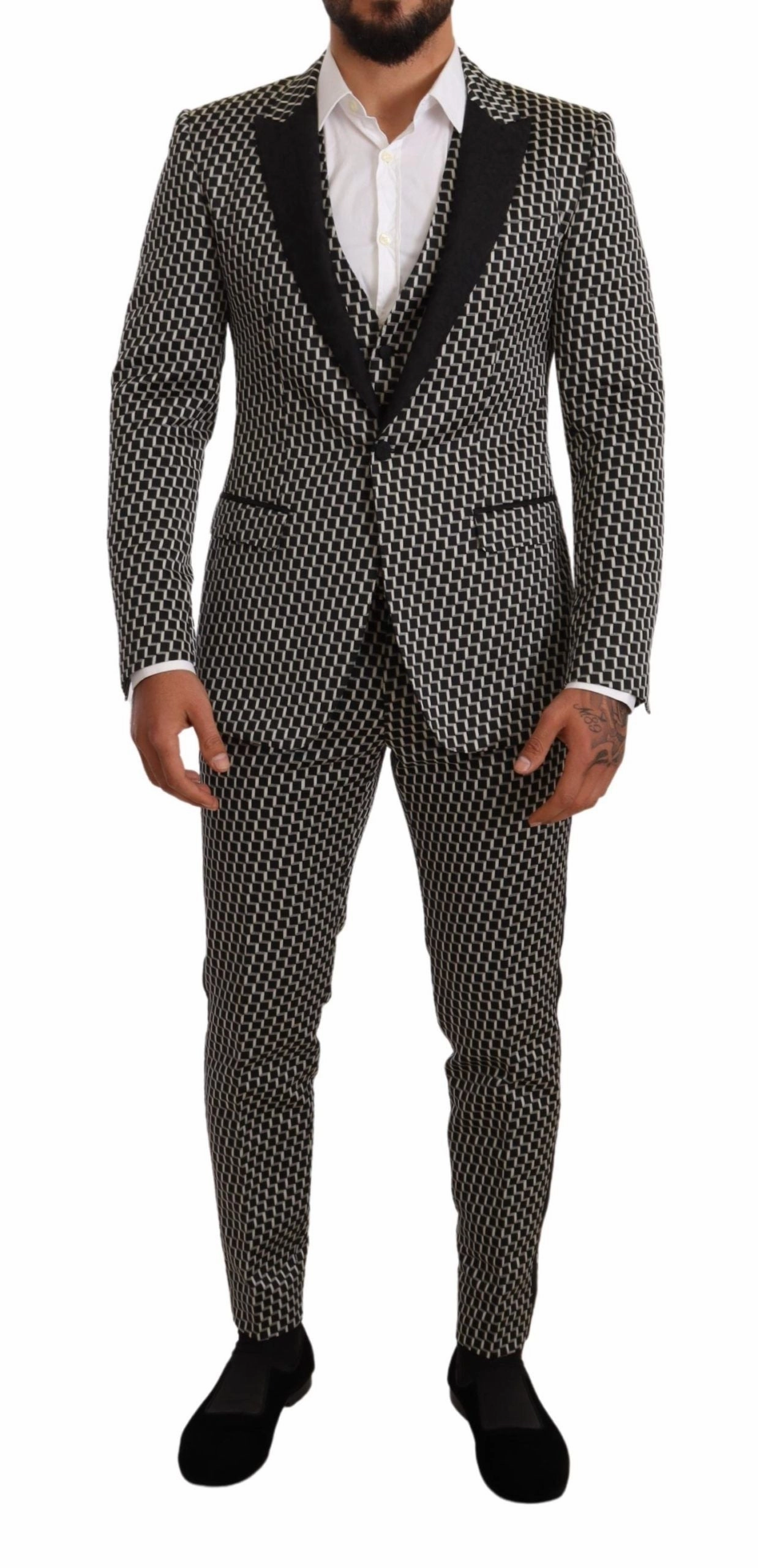 Dolce & Gabbana Elegant Martini Check Three-Piece Men's Suit