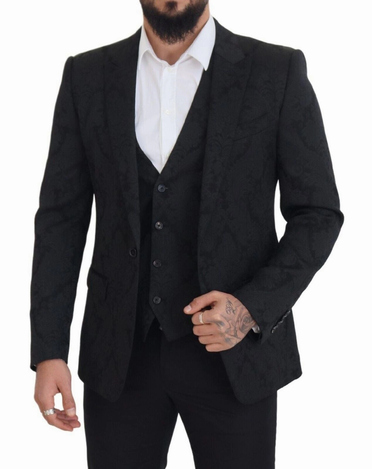 Dolce & Gabbana Elegant Martini Suit Jacket & Vest Men's Ensemble
