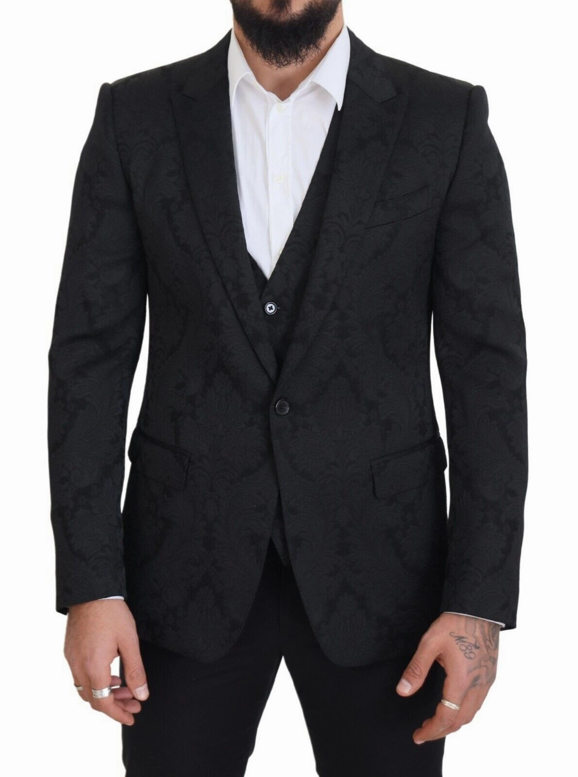 Dolce & Gabbana Elegant Martini Suit Jacket & Vest Men's Ensemble