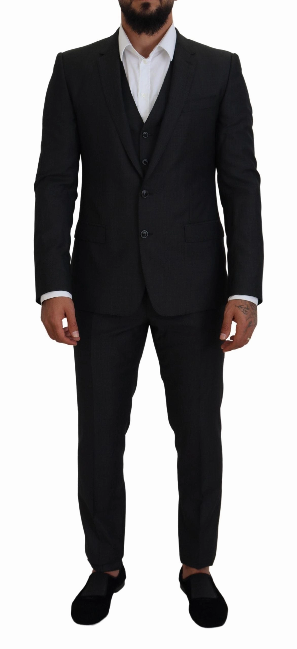 Dolce & Gabbana Elegant Martini Three-Piece Wool Silk Men's Suit
