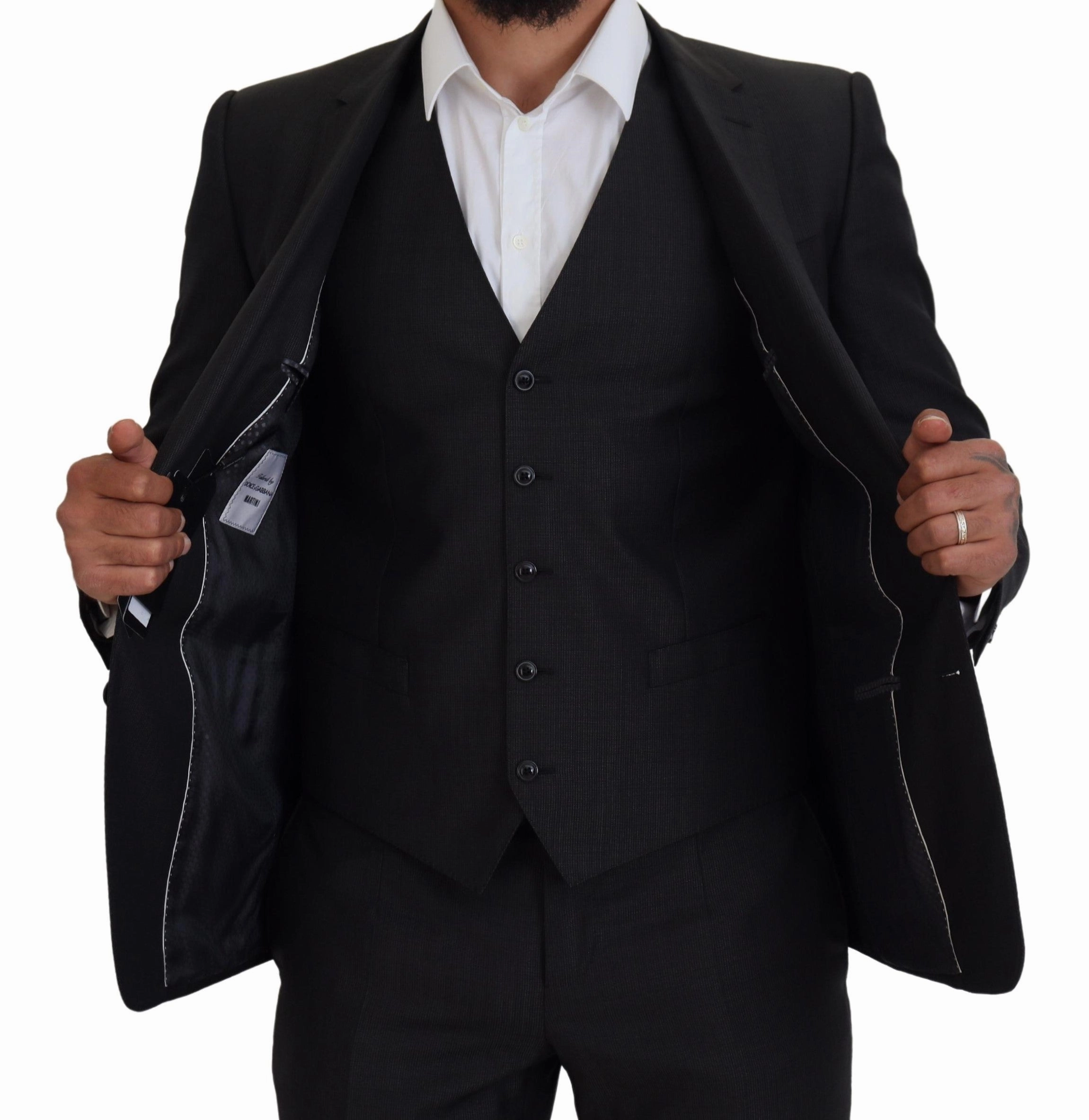 Dolce & Gabbana Elegant Martini Three-Piece Wool Silk Men's Suit