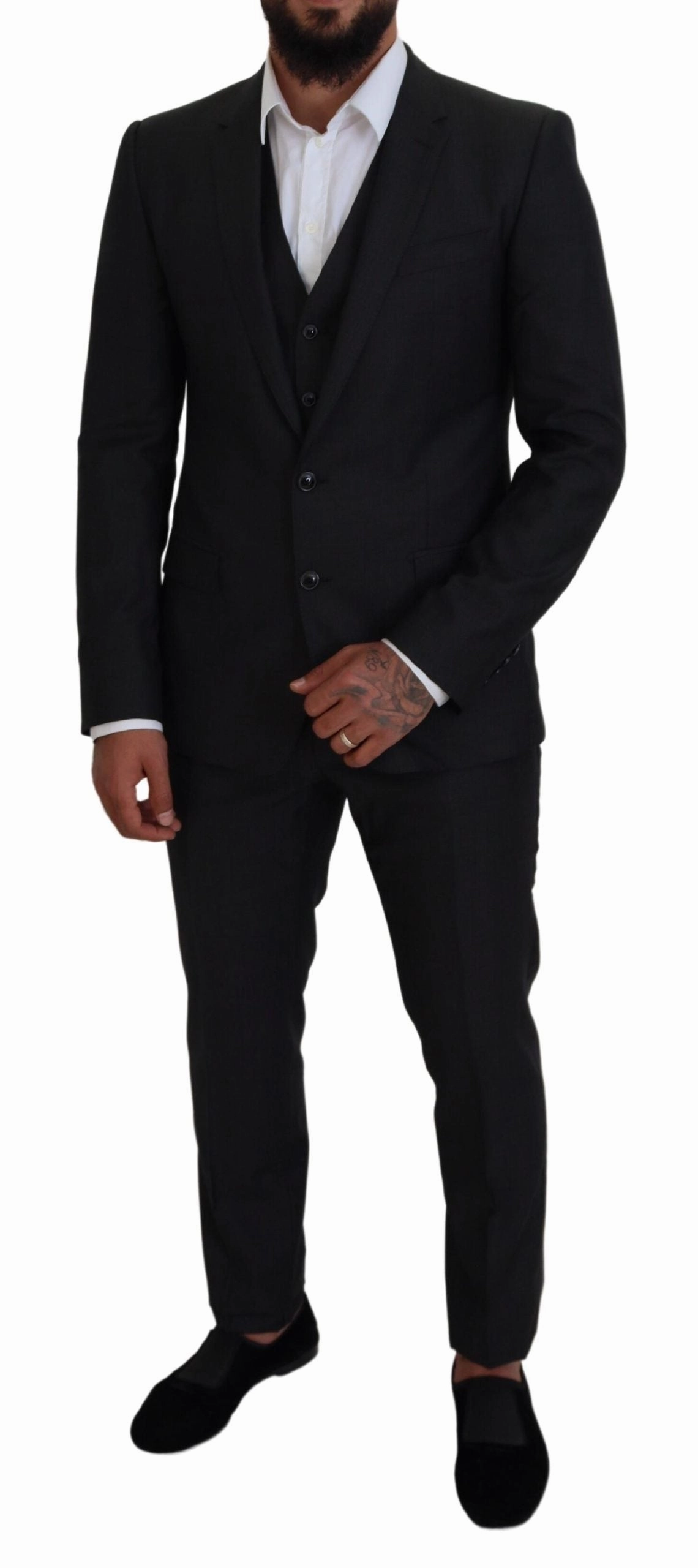 Dolce & Gabbana Elegant Martini Three-Piece Wool Silk Men's Suit