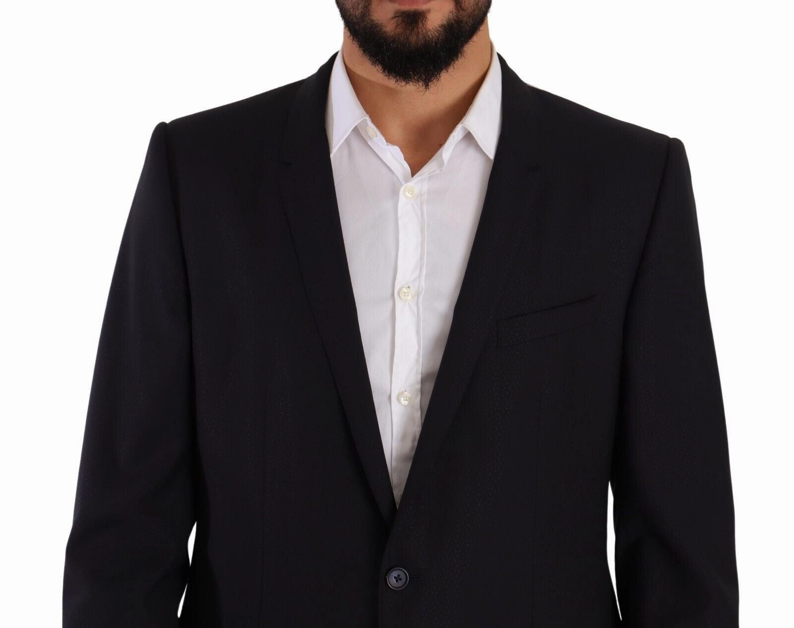 Dolce & Gabbana Elegant Navy Slim Fit Wool Silk Two-Piece Men's Suit