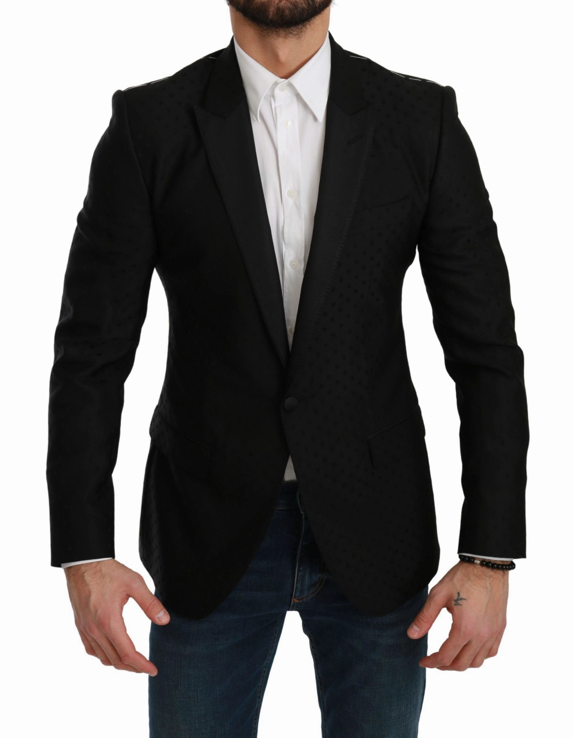Dolce & Gabbana Elegant Polka Dotted Wool Blend Men's Blazer