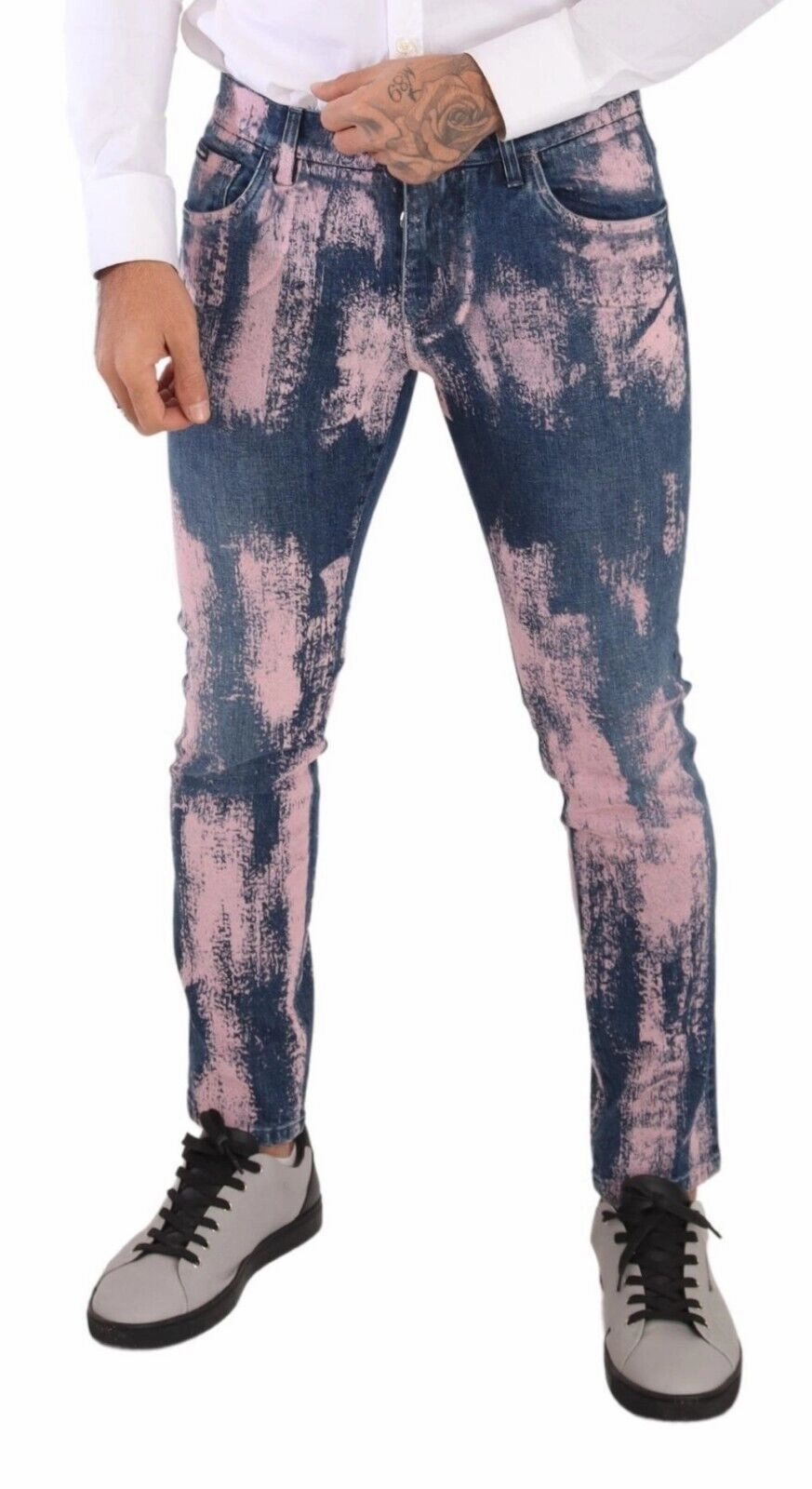 Dolce & Gabbana Elegant Skinny Slim Fit Jeans in Tie Men's Dye