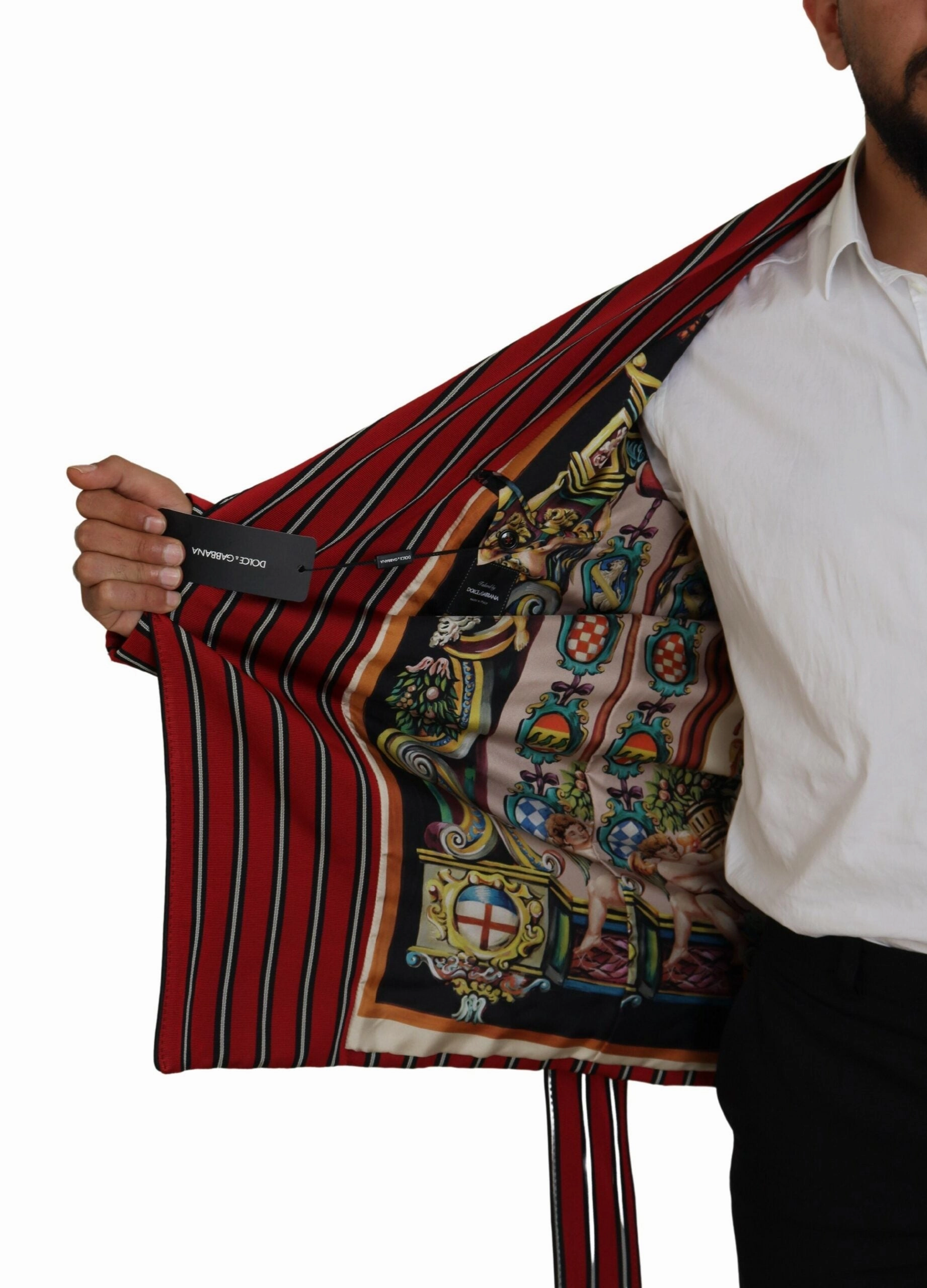 Dolce & Gabbana Elegant Striped Long Robe Luxury Men's Wear