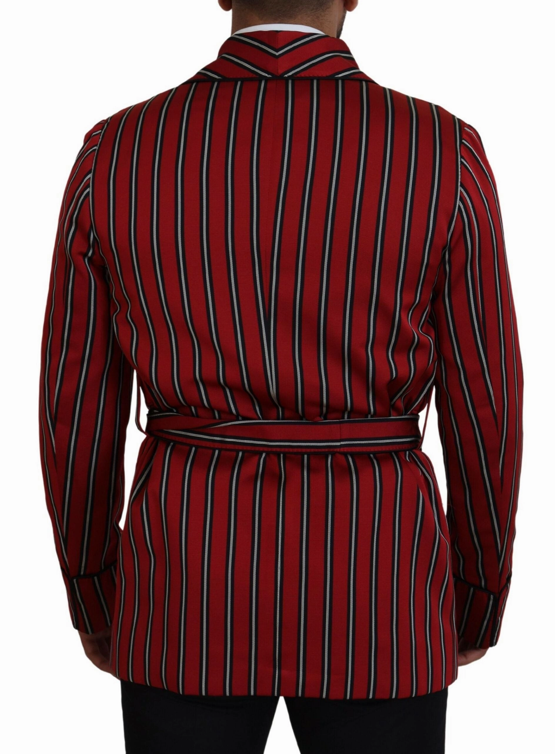 Dolce & Gabbana Elegant Striped Long Robe Luxury Men's Wear