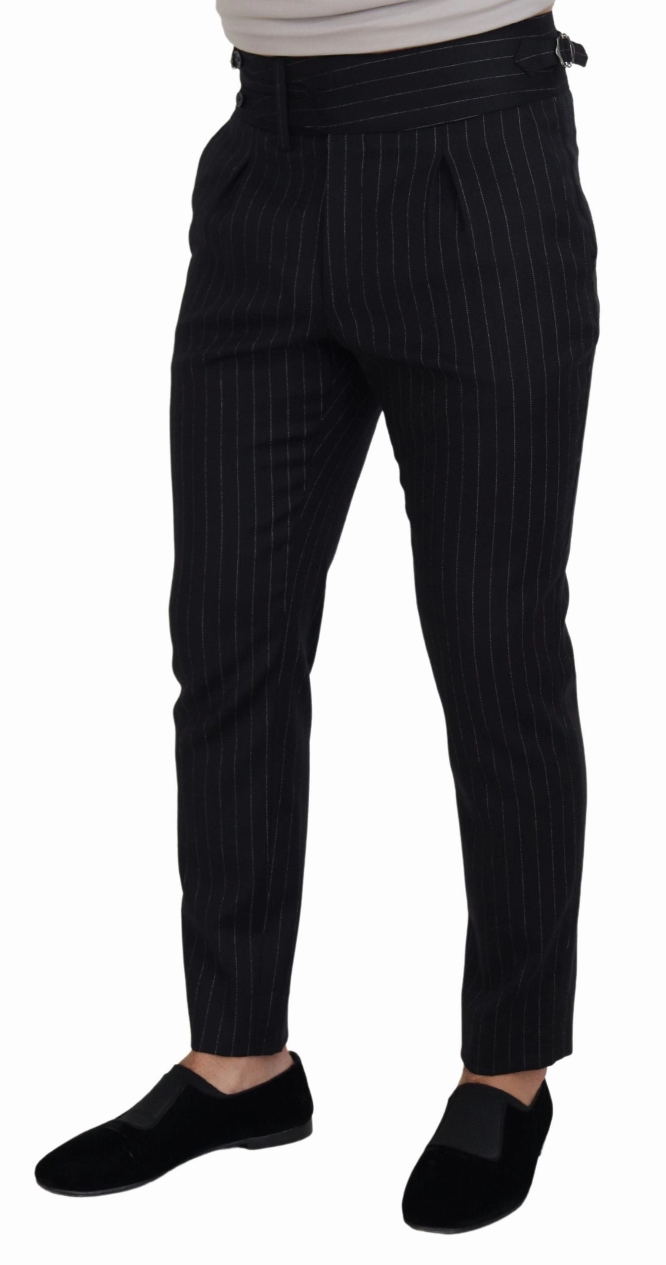 Dolce & Gabbana Elegant Striped Wool Blend Men's Trousers