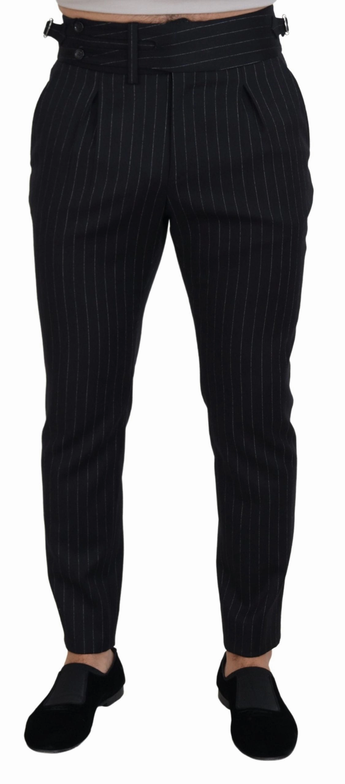 Dolce & Gabbana Elegant Striped Wool Blend Men's Trousers