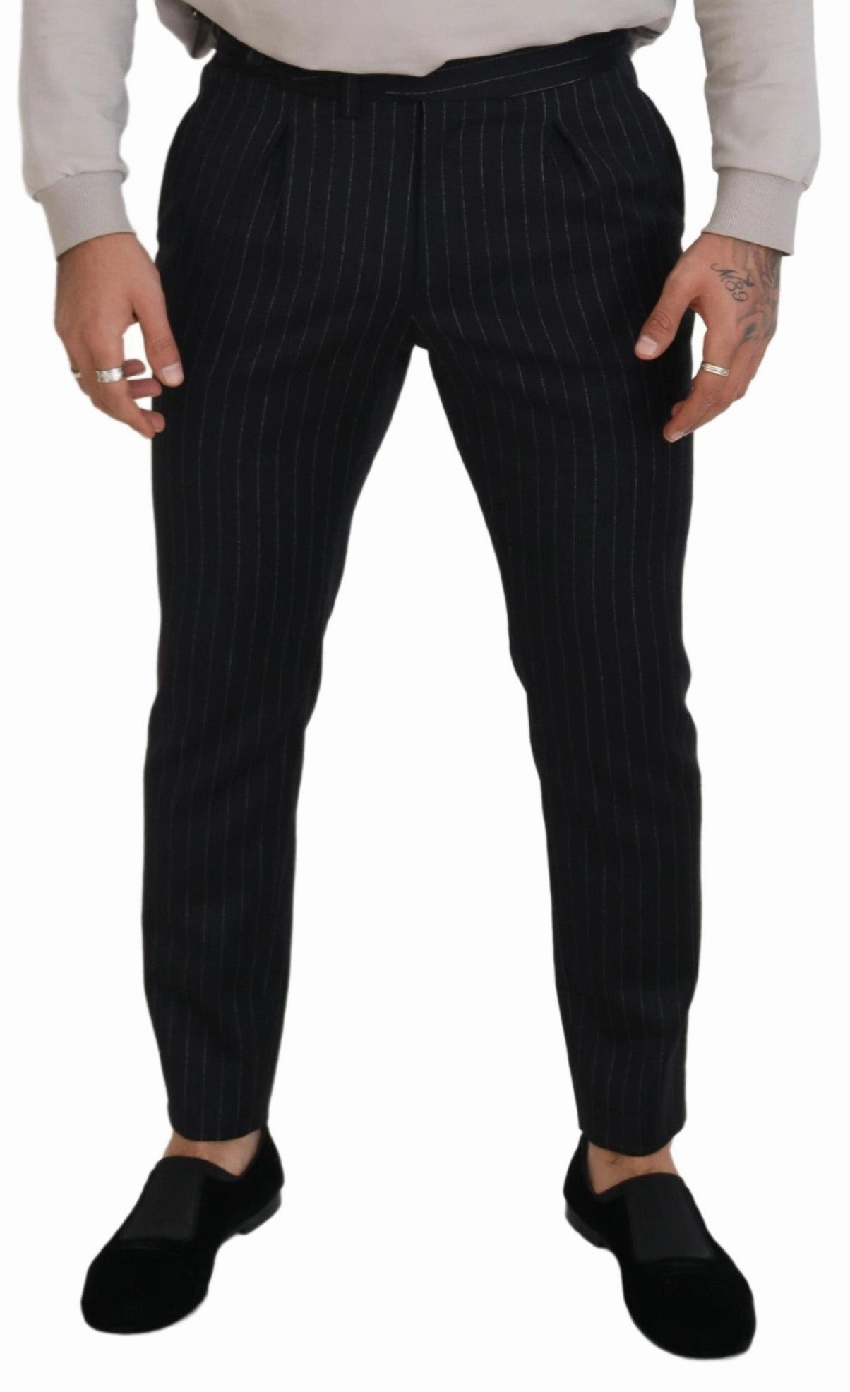Dolce & Gabbana Elegant Striped Wool Blend Men's Trousers