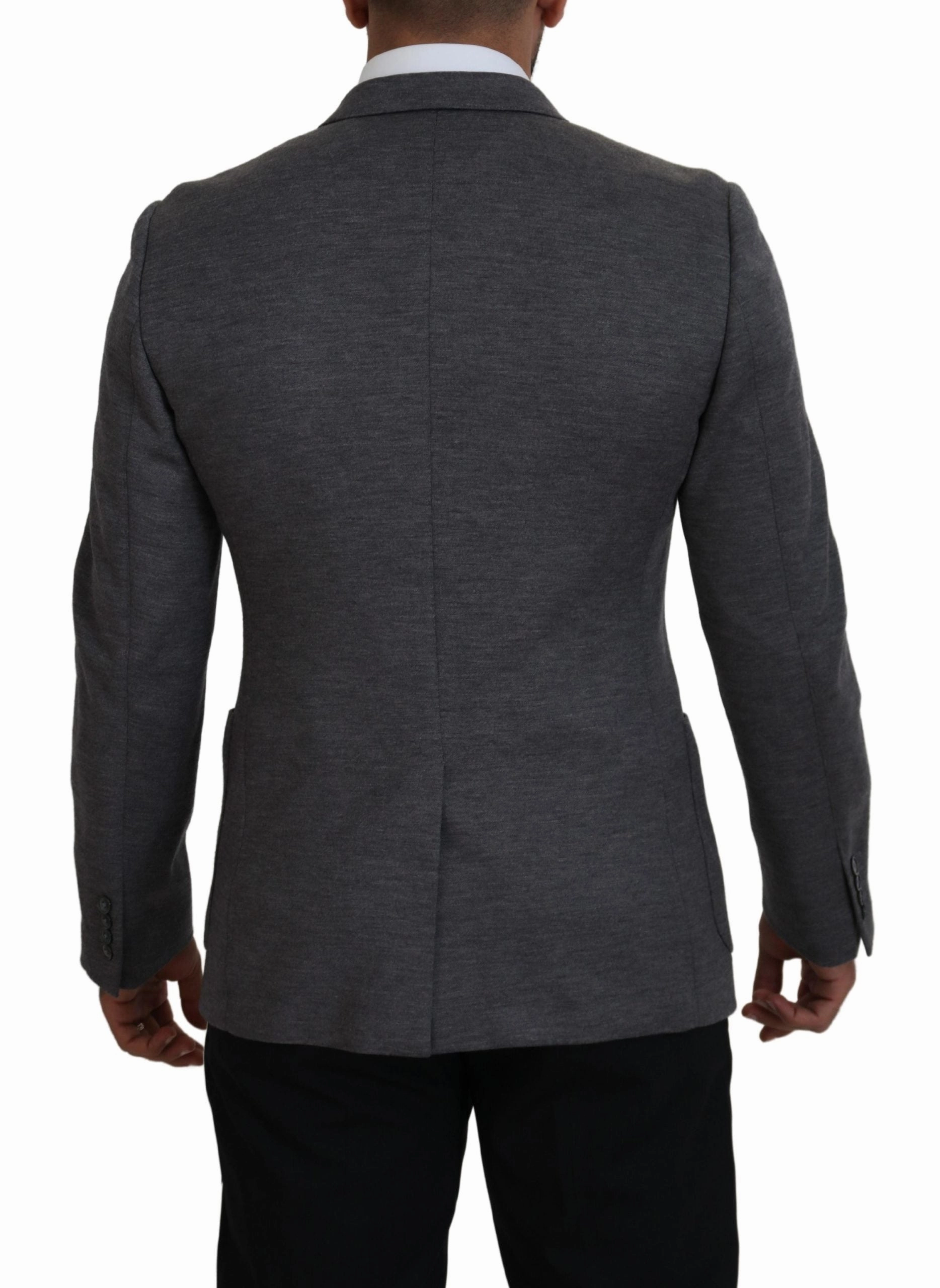 Dolce & Gabbana Elegant Wool Blazer with Bee Crown Men's Embroidery