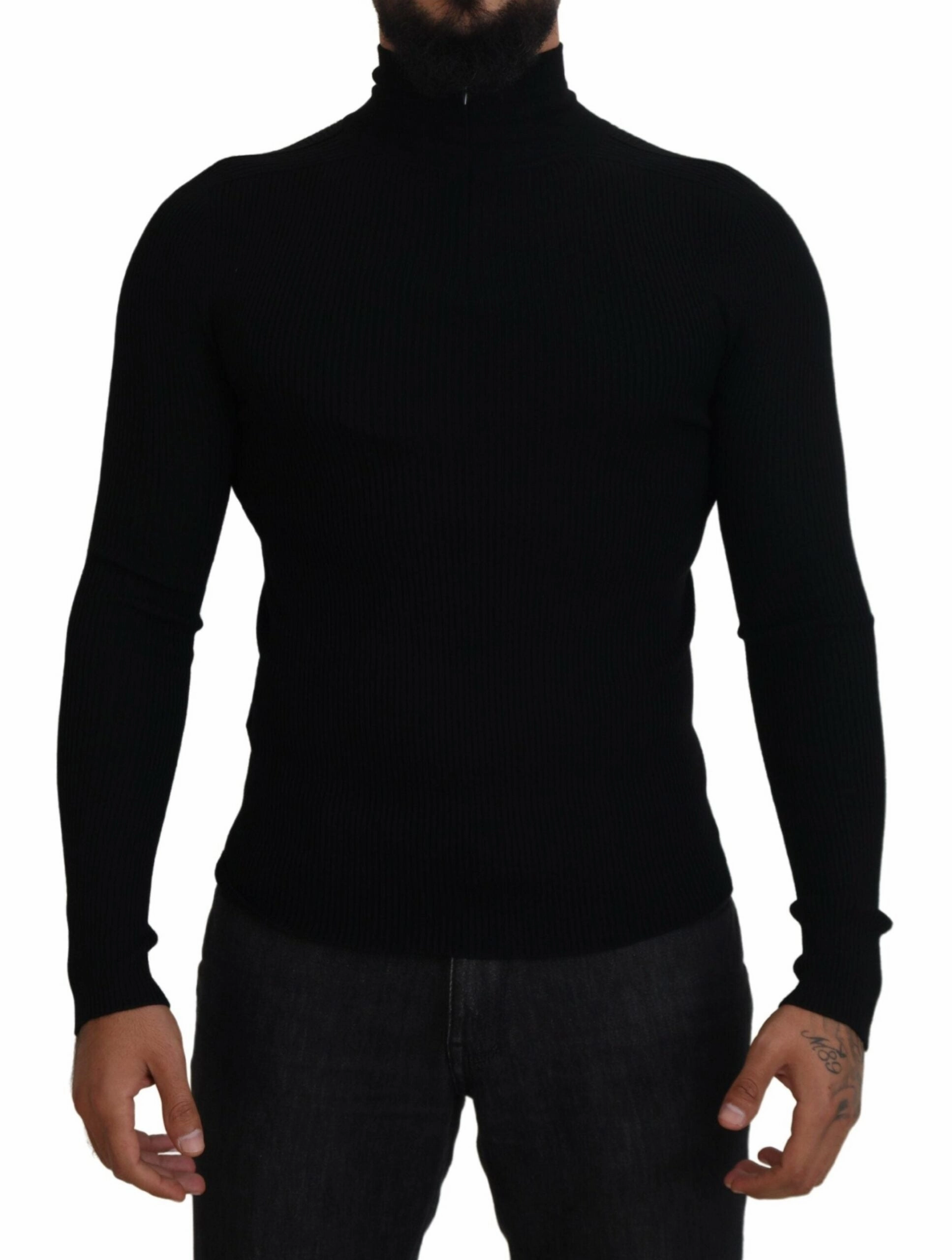 Dolce & Gabbana Elegant Wool Half Zip Turtleneck Men's Sweater