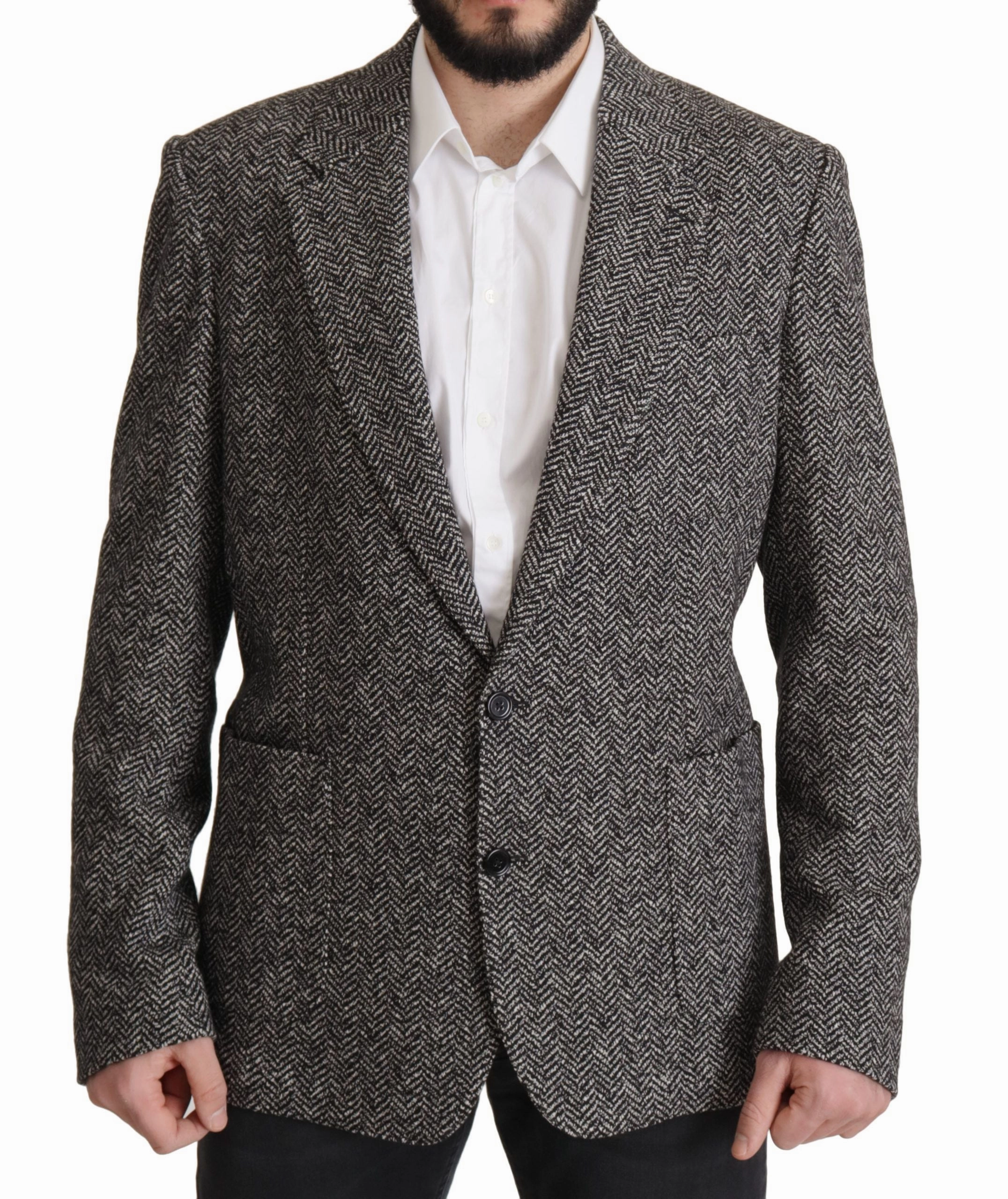 Dolce & Gabbana Exquisite Herringbone Blazer Men's Jacket