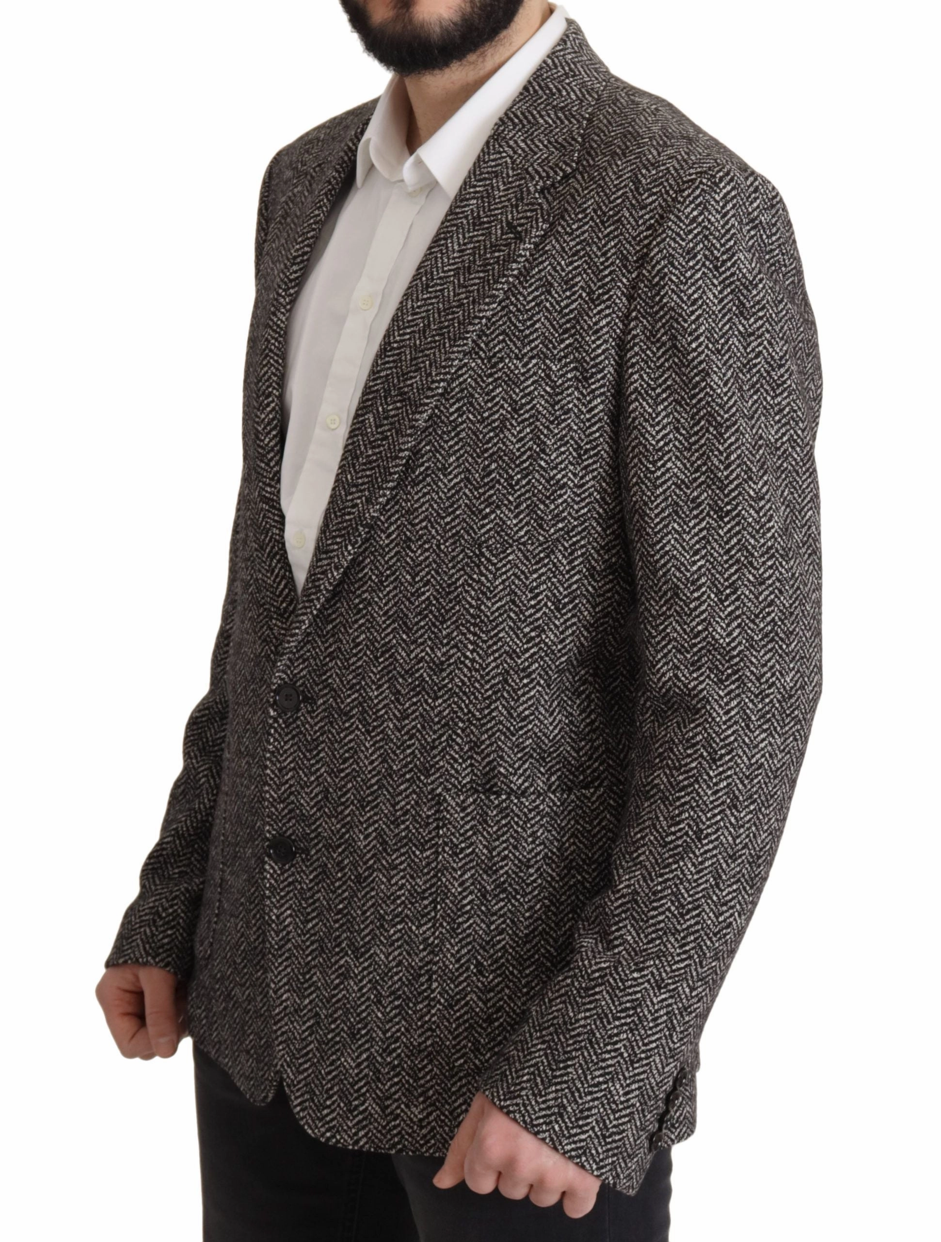 Dolce & Gabbana Exquisite Herringbone Blazer Men's Jacket