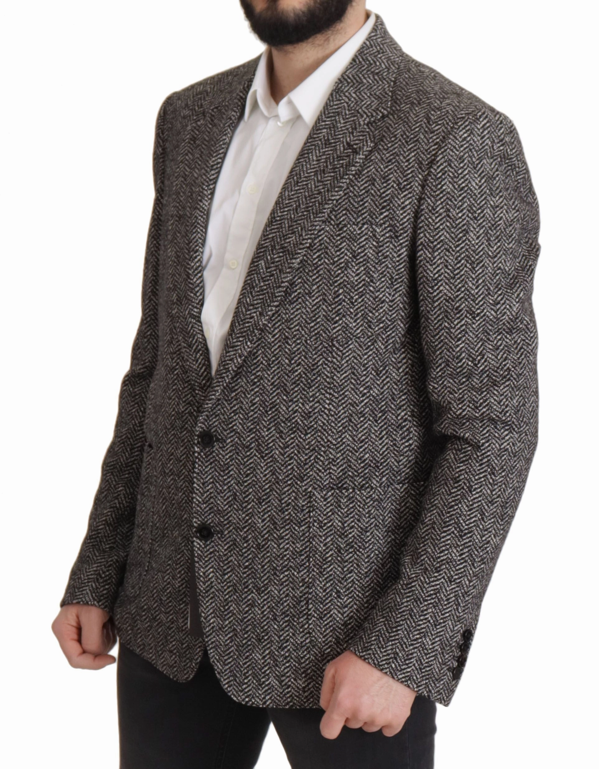 Dolce & Gabbana Exquisite Herringbone Blazer Men's Jacket