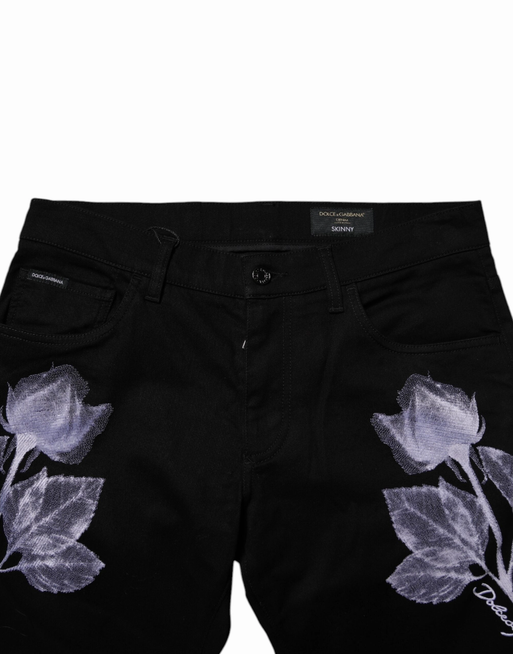 Dolce & Gabbana Floral Cotton Skinny Men blue Men's Jeans
