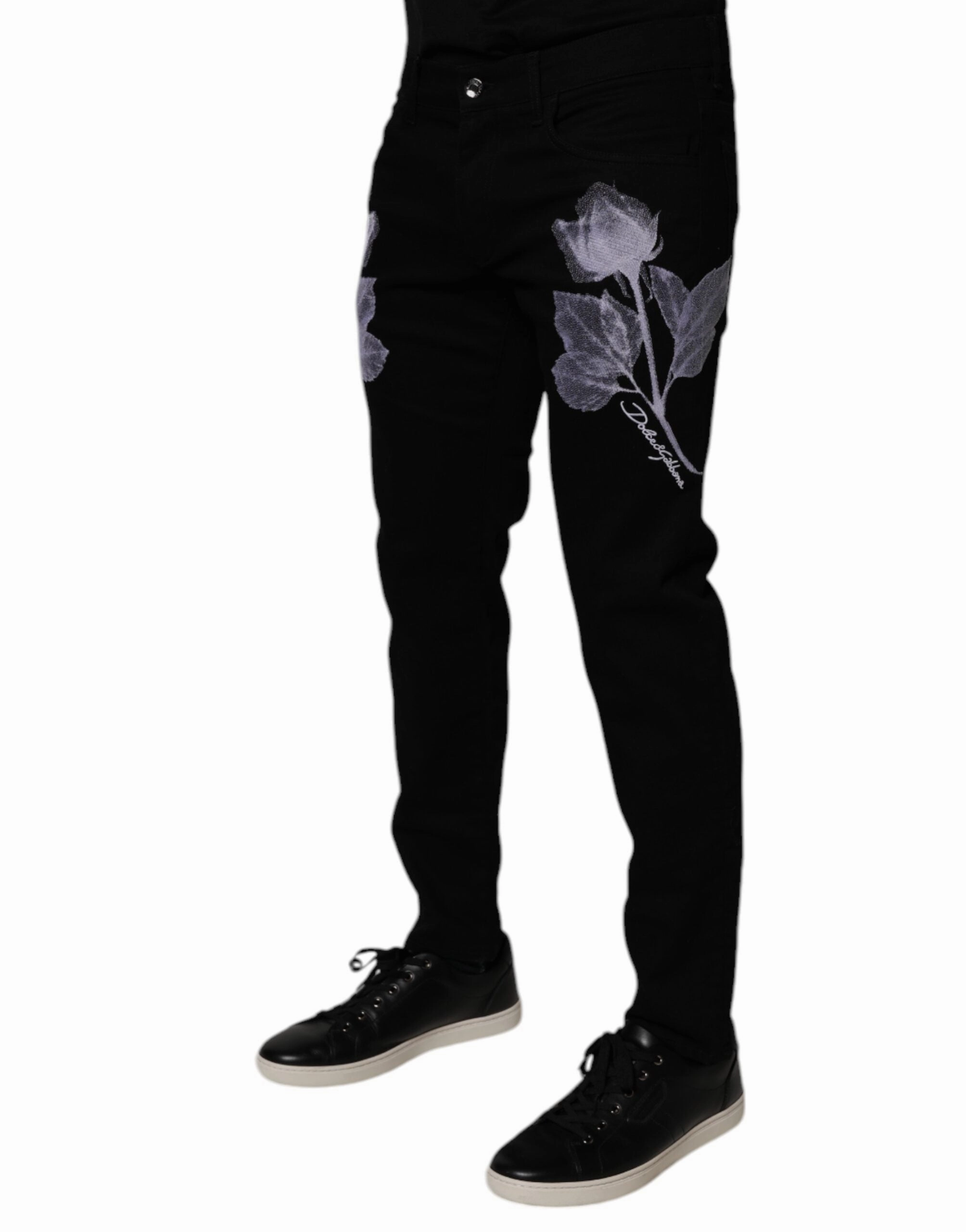 Dolce & Gabbana Floral Cotton Skinny Men blue Men's Jeans