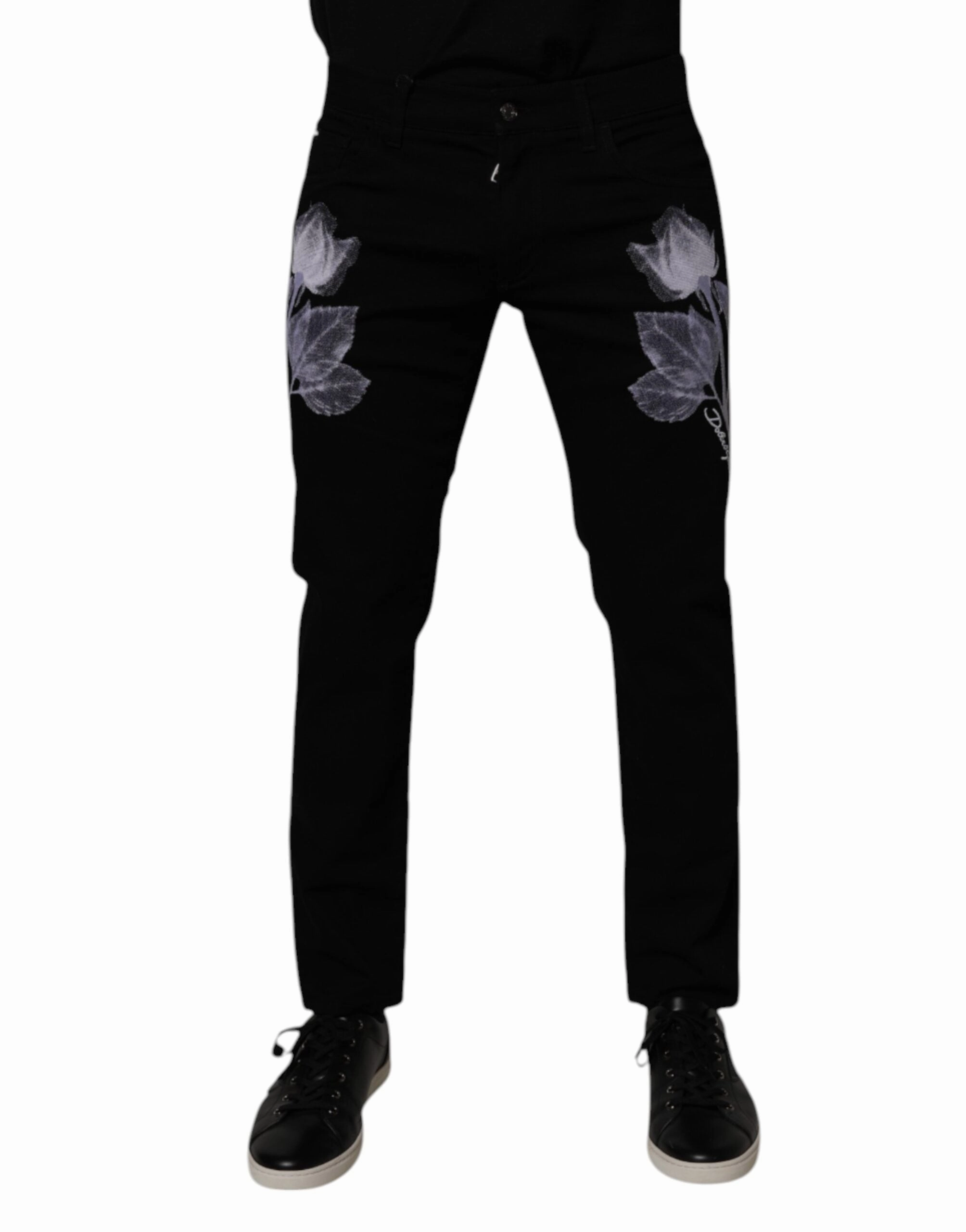 Dolce & Gabbana Floral Cotton Skinny Men blue Men's Jeans