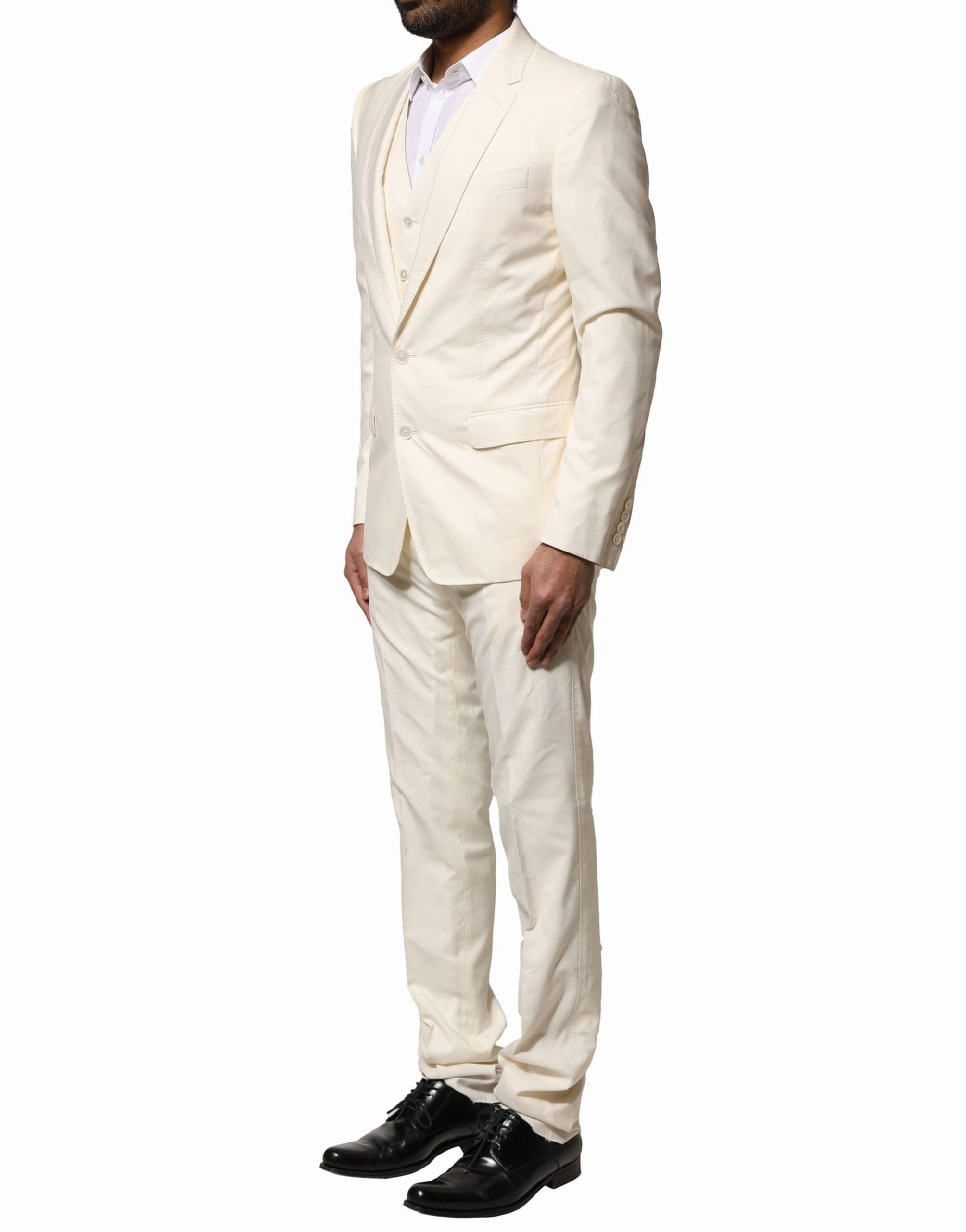 Dolce & Gabbana ivory Wool 3 Piece Single Breasted Men's Suit (Pre-Owned)