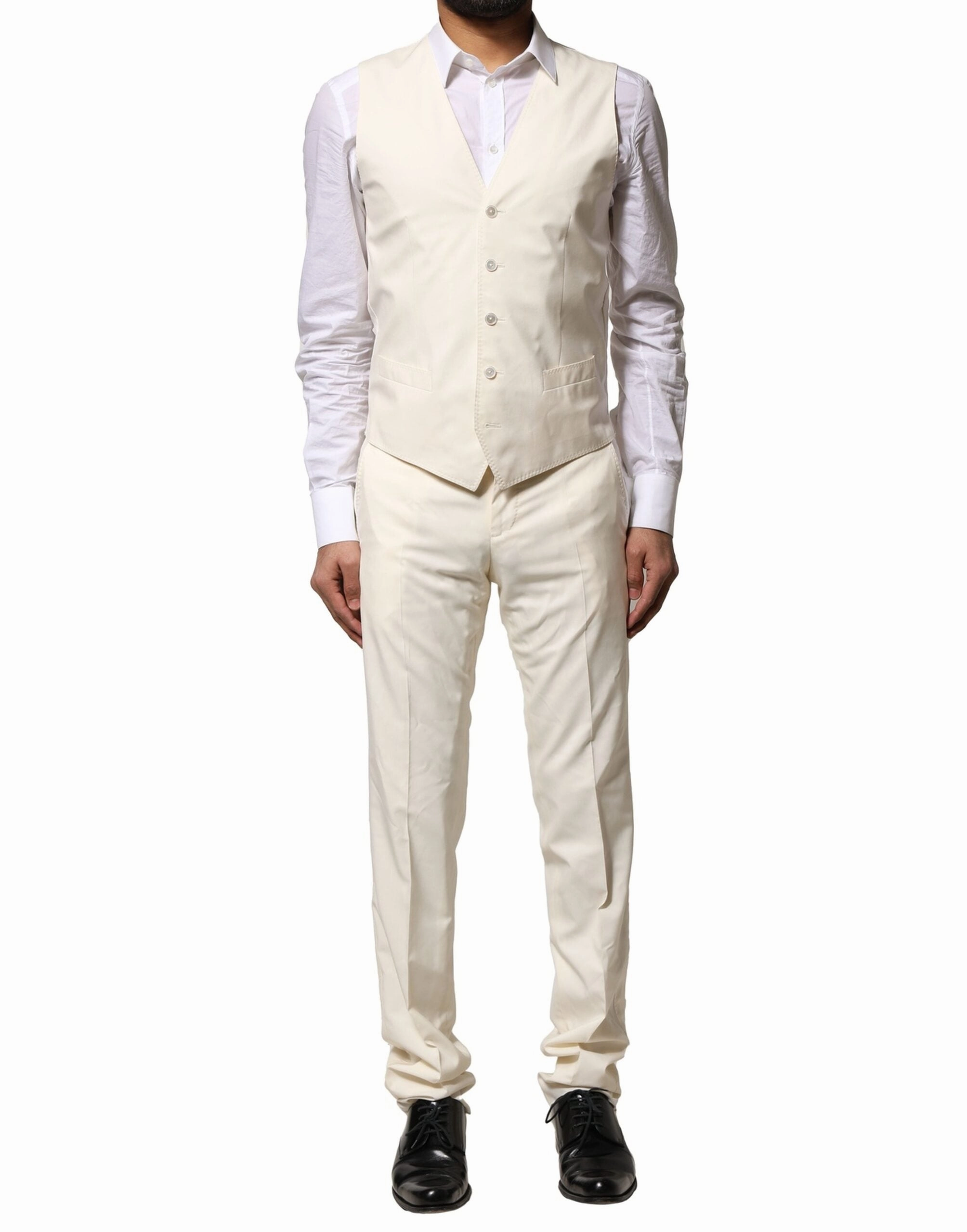 Dolce & Gabbana ivory Wool 3 Piece Single Breasted Men's Suit (Pre-Owned)