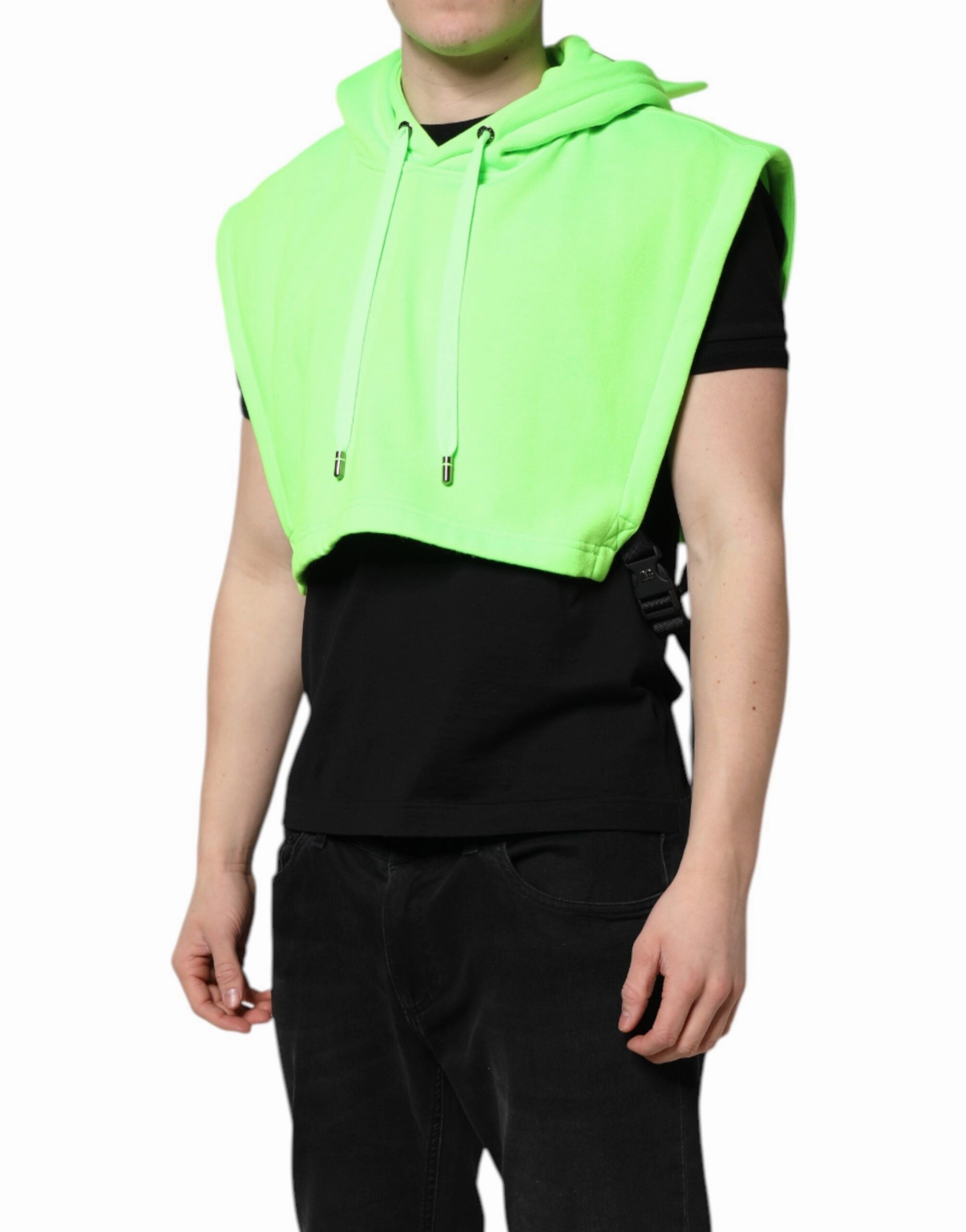 Dolce & Gabbana Polyester Hooded Sportswear Vest Men's Sweater