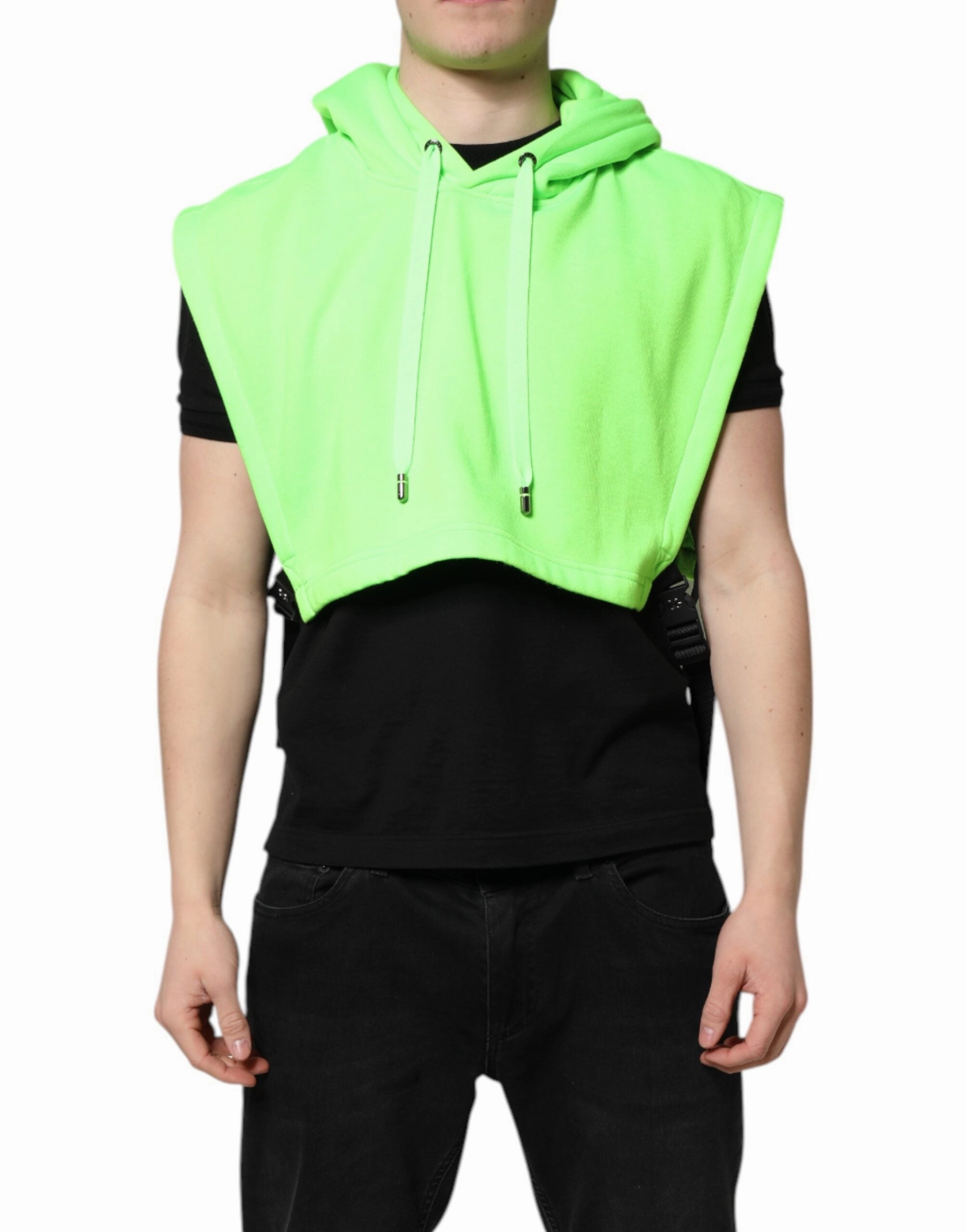 Dolce & Gabbana Polyester Hooded Sportswear Vest Men's Sweater