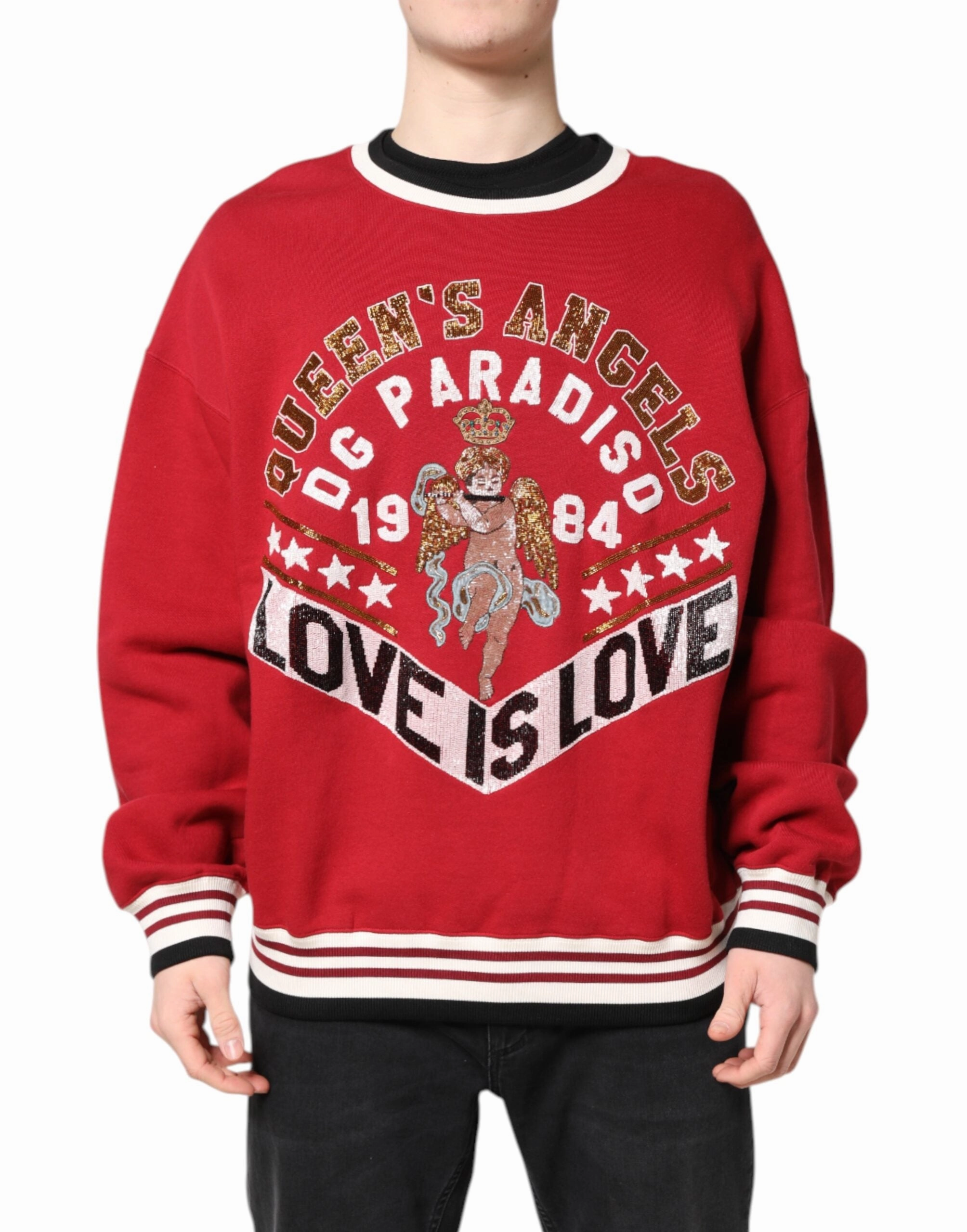 Dolce & Gabbana Sequin Knit Pullover Sweatshirt Men's Sweater