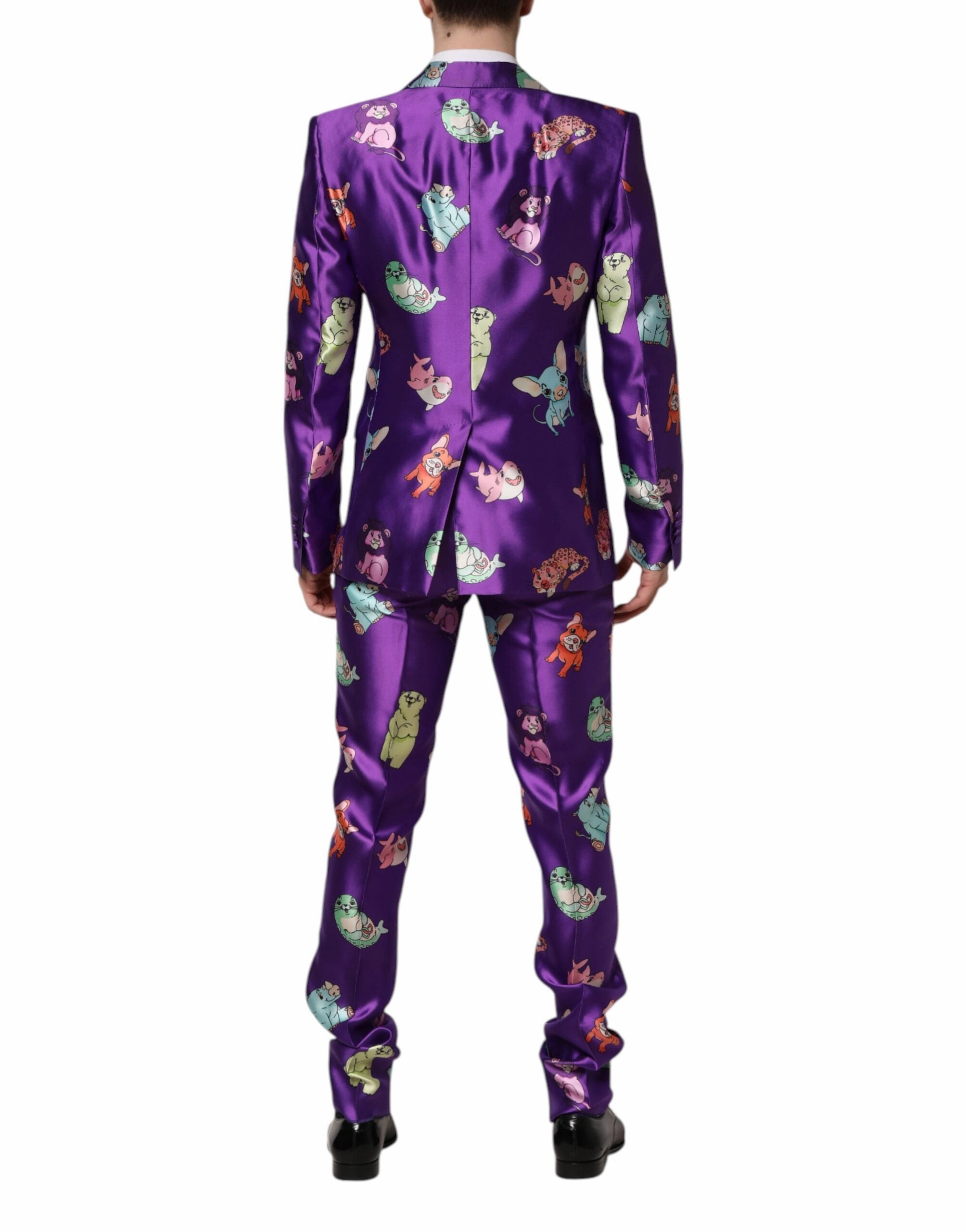 Dolce & Gabbana Silk Animal Print 3 Piece Men's Suit