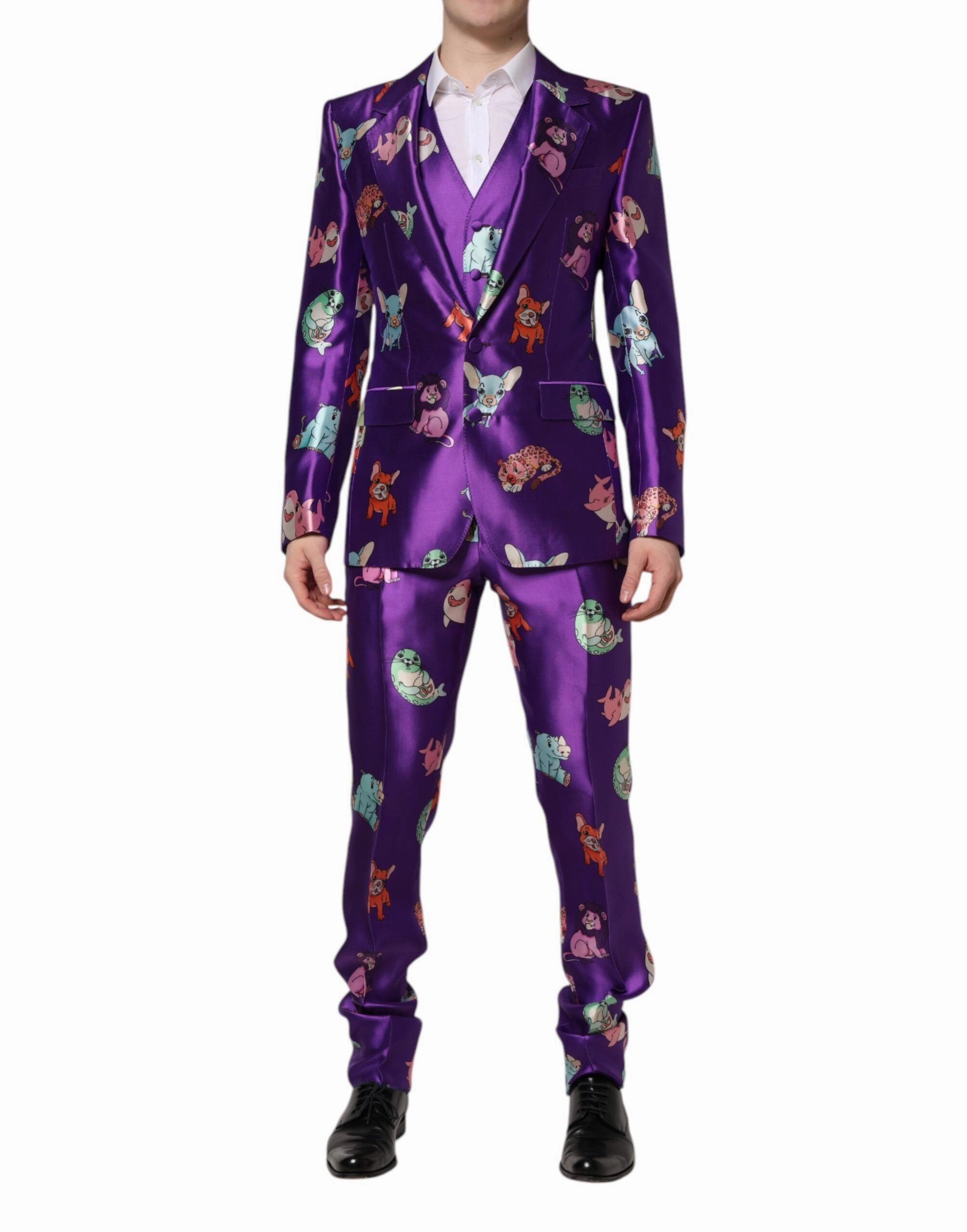Dolce & Gabbana Silk Animal Print 3 Piece Men's Suit