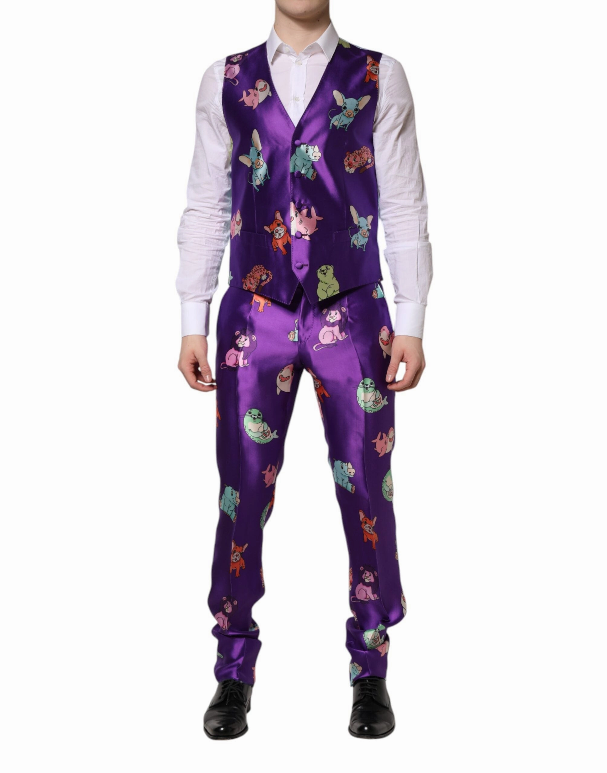 Dolce & Gabbana Silk Animal Print 3 Piece Men's Suit