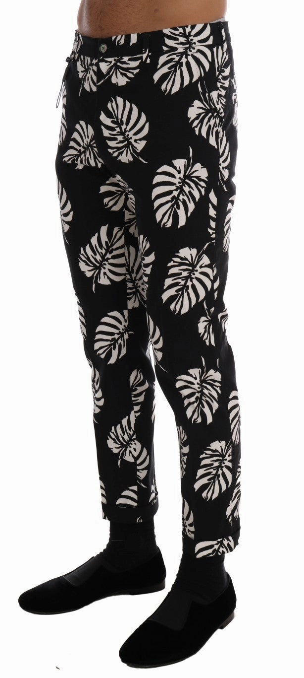 Dolce & Gabbana Slim Fit Leaf Print Ankle Men's Pants