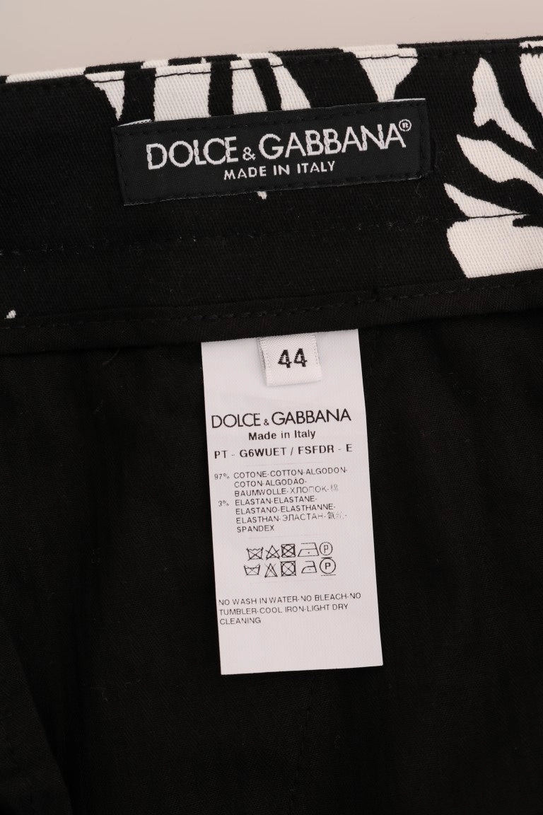 Dolce & Gabbana Slim Fit Leaf Print Ankle Men's Pants